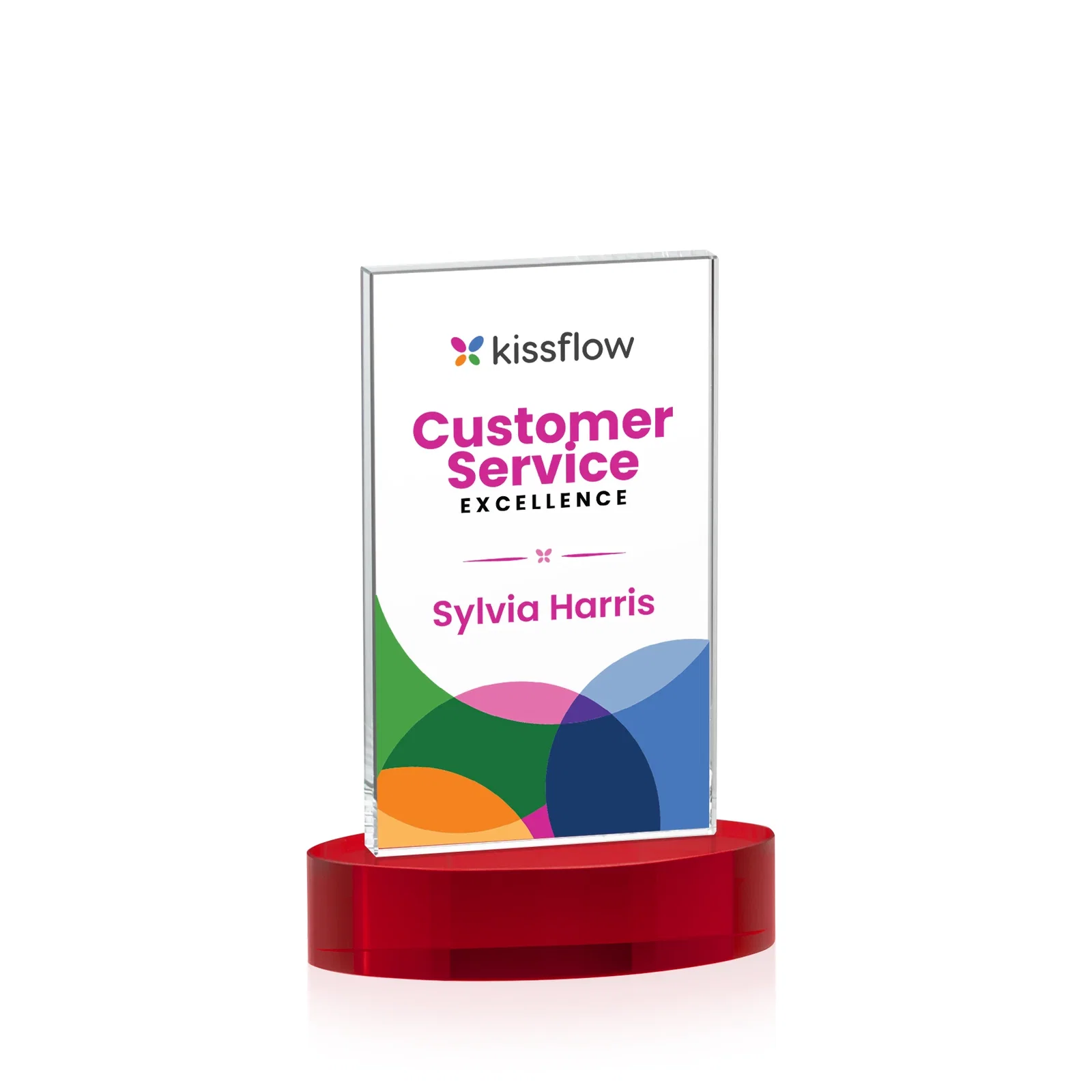 Customized Starfire Crystal Upright Award With Two Imprint Zones, awards for corporate award ceremonies