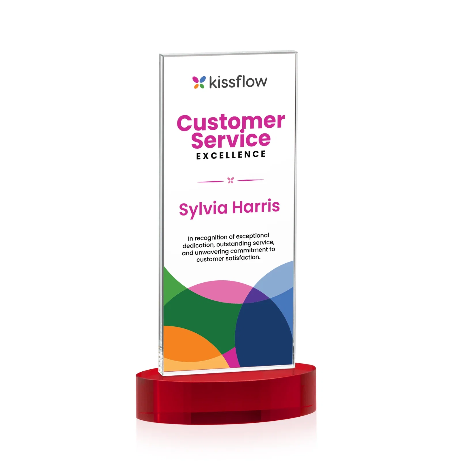 Customized Starfire Crystal Upright Award With Two Imprint Zones, awards for service anniversary gifts