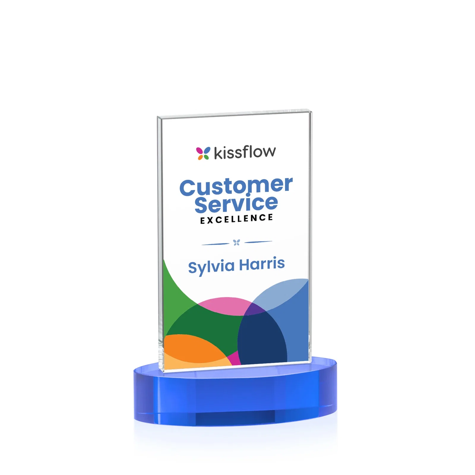 Customized Starfire Crystal Upright Award With Two Imprint Zones, awards for team milestone celebrations