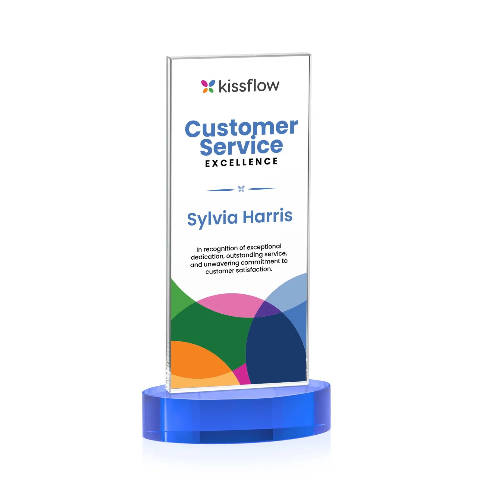 Customized Starfire Crystal Upright Award With Two Imprint Zones, awards for donor appreciation