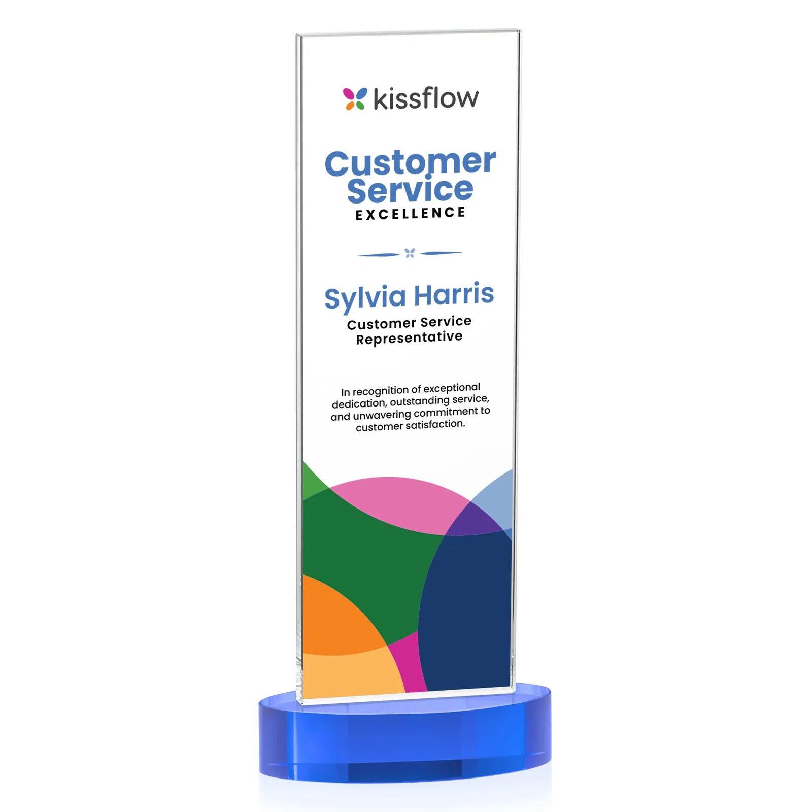 Customized Starfire Crystal Upright Award With Two Imprint Zones, awards for graduation ceremonies