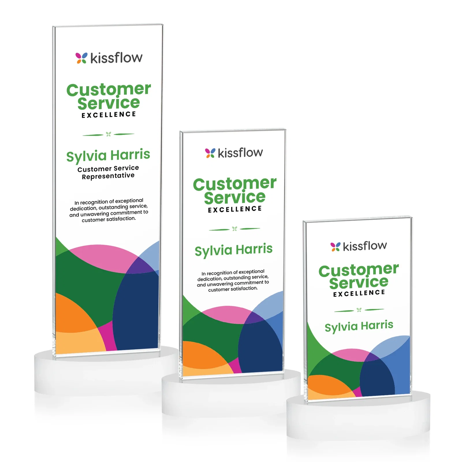 Customized Starfire Crystal Upright Award With Two Imprint Zones, awards for safety achievement programs