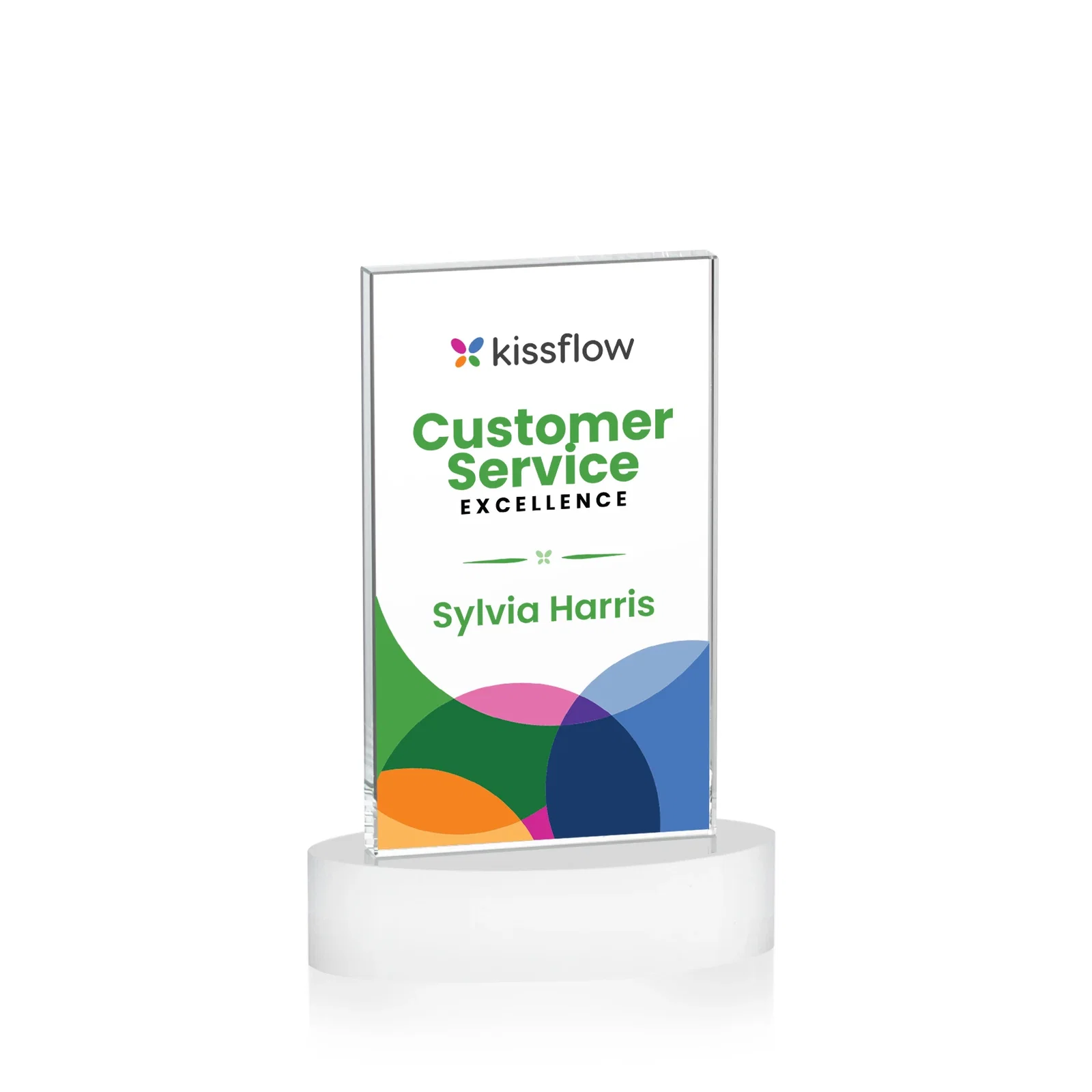 Customized Starfire Crystal Upright Award With Two Imprint Zones, awards for volunteer appreciation