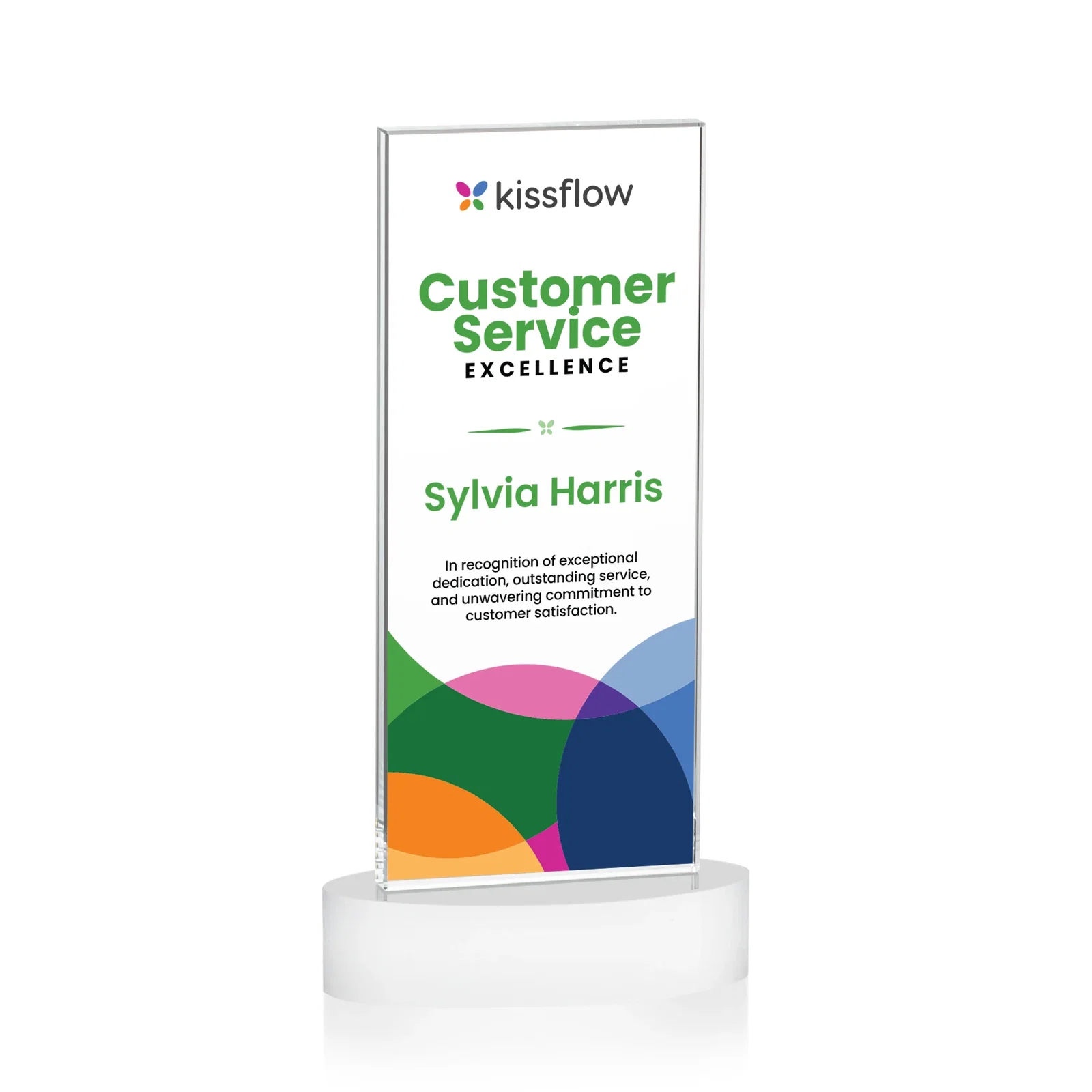 Customized Starfire Crystal Upright Award With Two Imprint Zones, awards for dealer and partner awards
