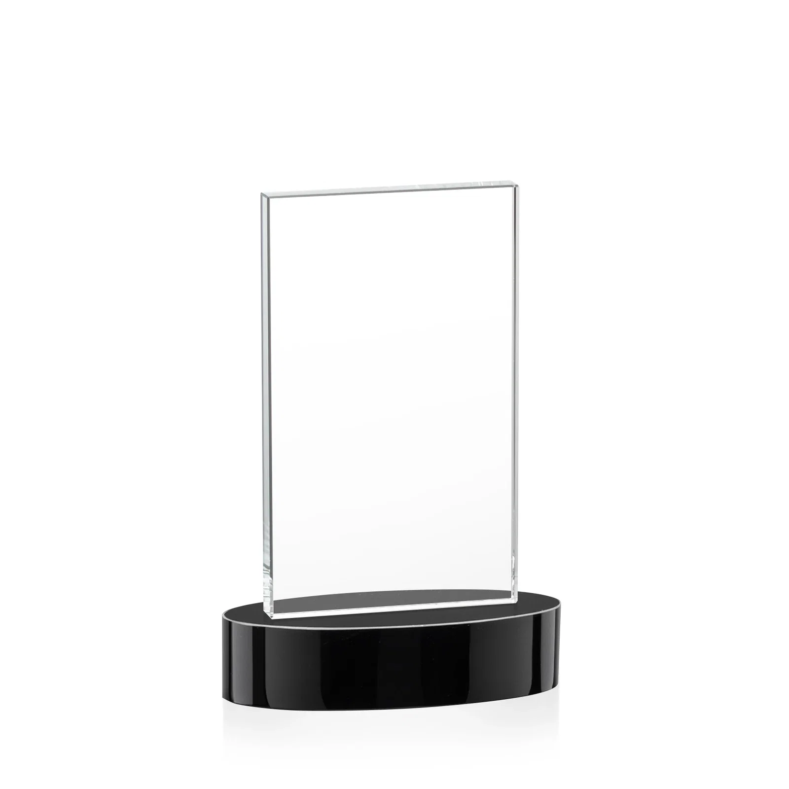 Custom engraved Starfire Crystal Upright Award With Two Imprint Zones, awards for retirement presentations