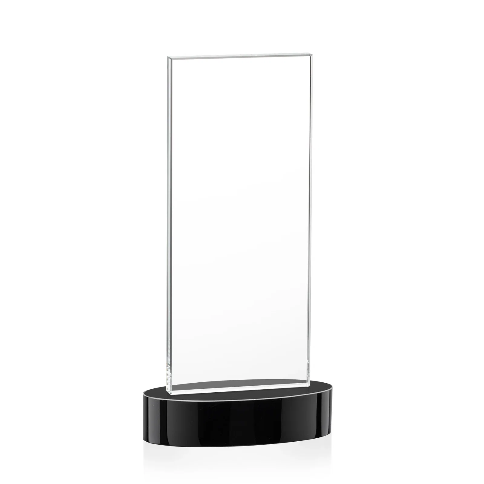 Custom engraved Starfire Crystal Upright Award With Two Imprint Zones, awards for team milestone celebrations