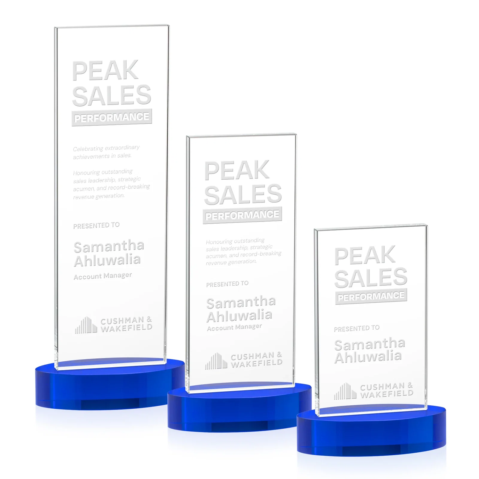 Custom Starfire Crystal Upright Award With Two Imprint Zones, awards for safety achievement programs
