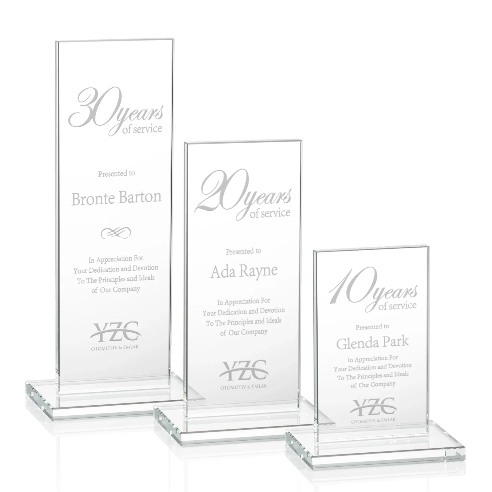 Custom Starfire Crystal Upright Award on Clear Base, awards for employee recognition