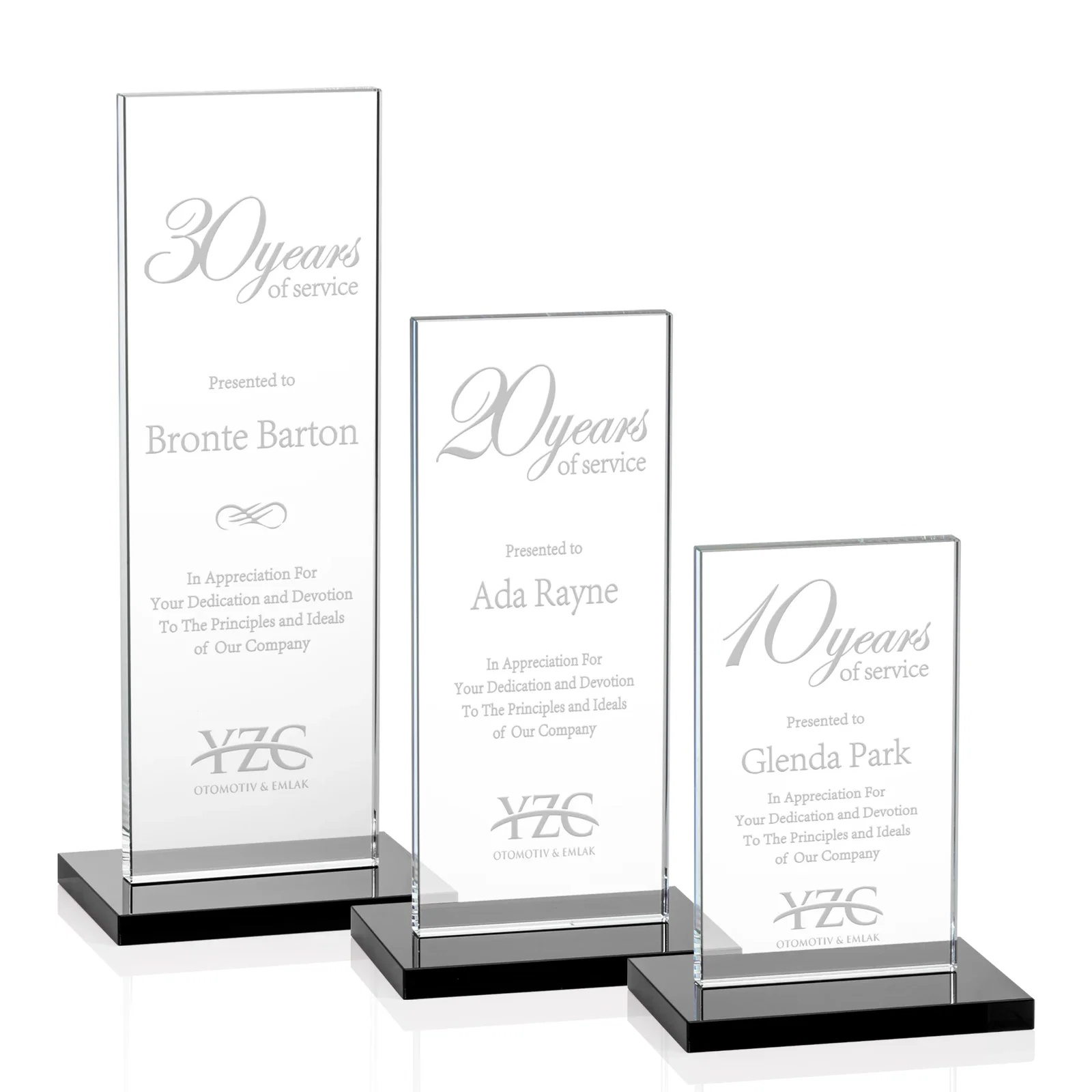 Personalized Starfire Crystal Upright Award on Clear Base, awards for employee recognition