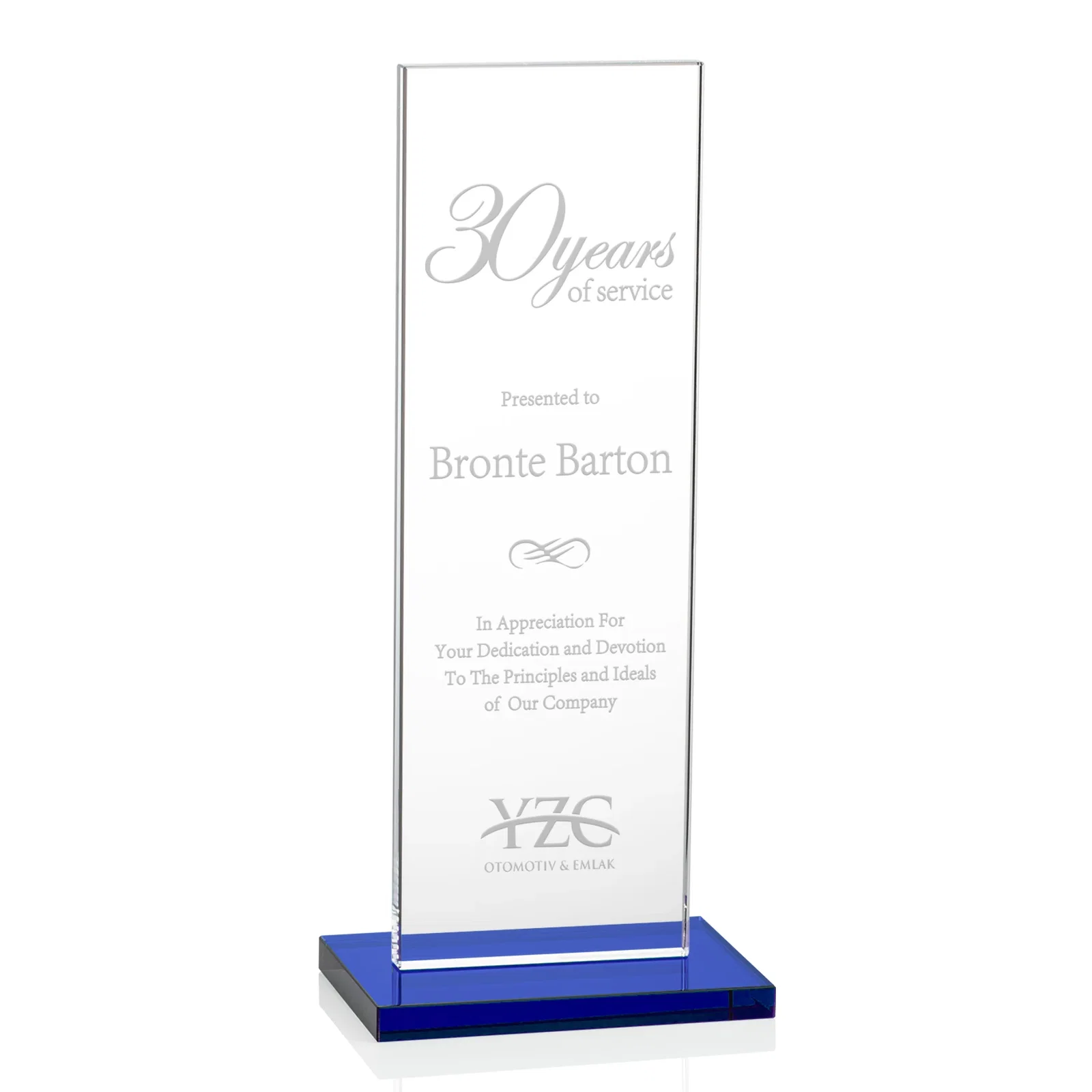 Personalized Starfire Crystal Upright Award on Clear Base, awards for graduation ceremonies