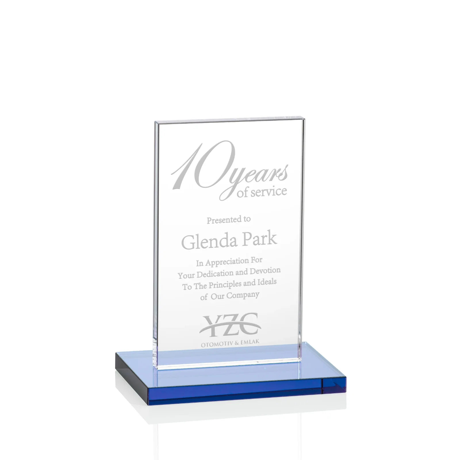 Promotional Starfire Crystal Upright Award on Clear Base, awards for corporate award ceremonies