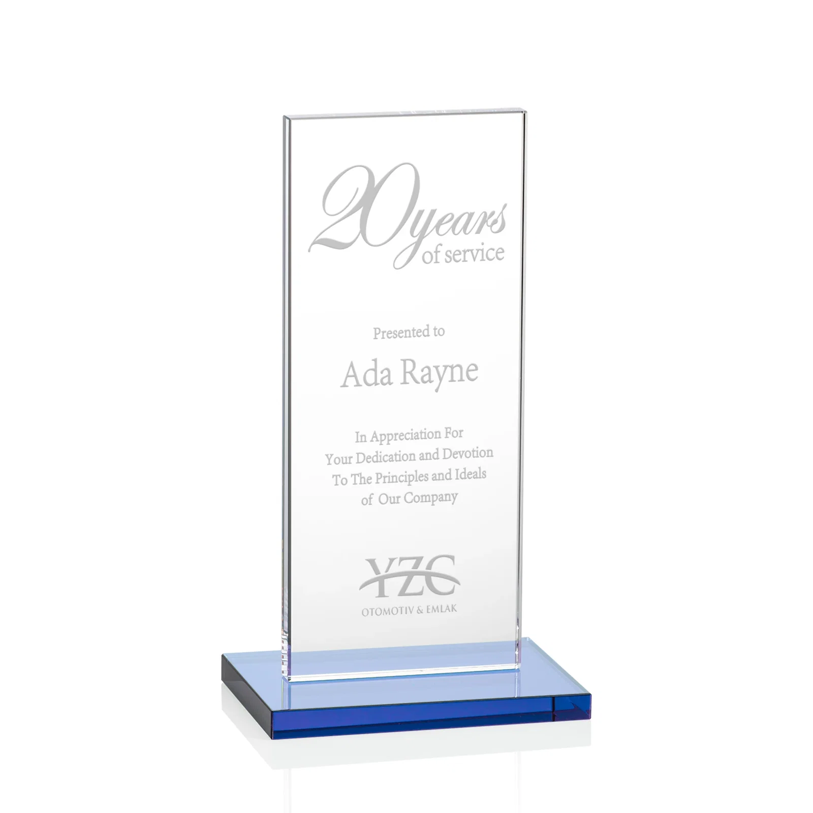 Promotional Starfire Crystal Upright Award on Clear Base, awards for service anniversary gifts