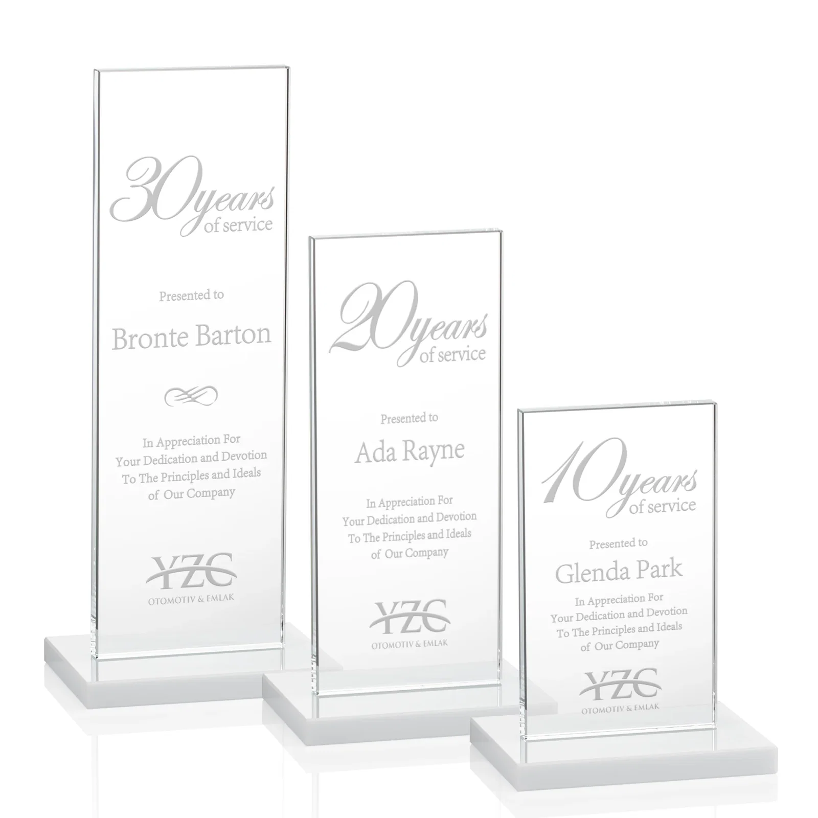 Promotional Starfire Crystal Upright Award on Clear Base, awards for retirement presentations