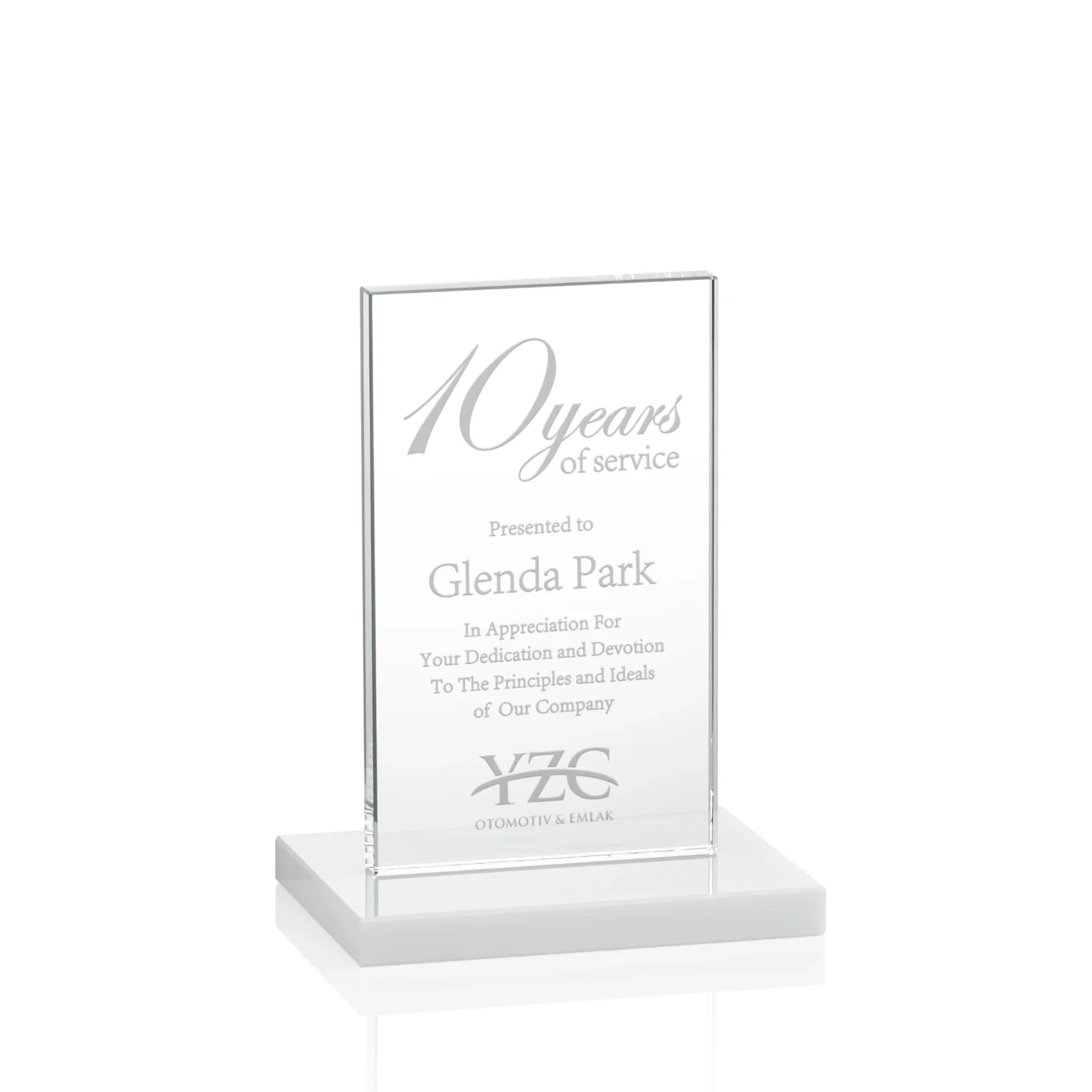 Promotional Starfire Crystal Upright Award on Clear Base, awards for team milestone celebrations