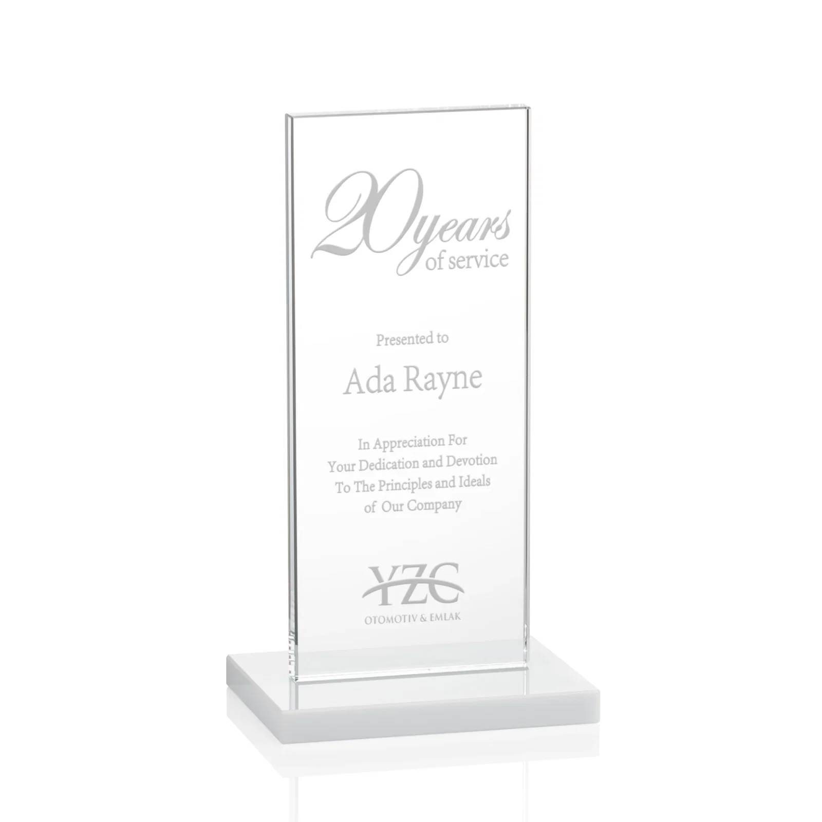Promotional Starfire Crystal Upright Award on Clear Base, awards for donor appreciation