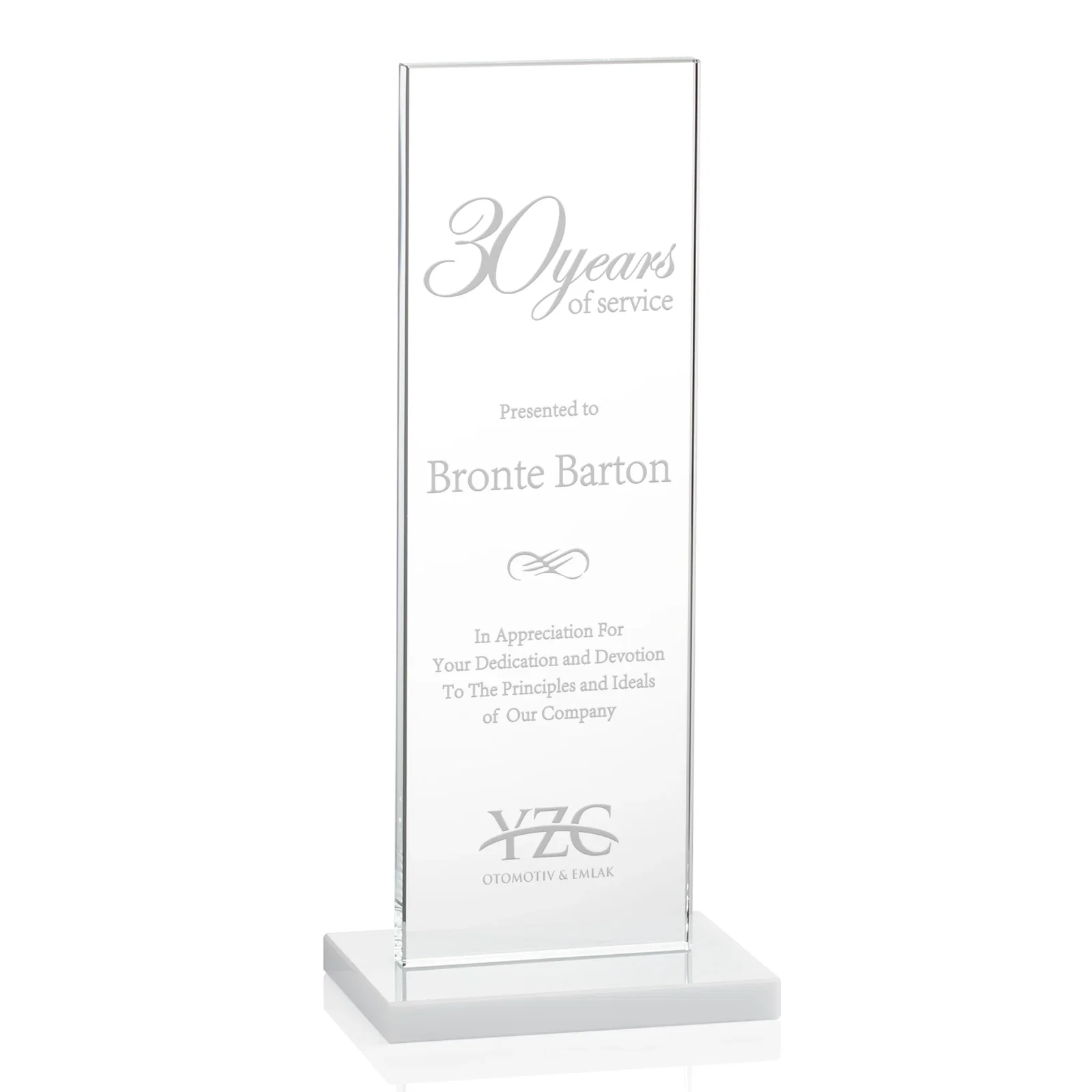 Promotional Starfire Crystal Upright Award on Clear Base, awards for graduation ceremonies