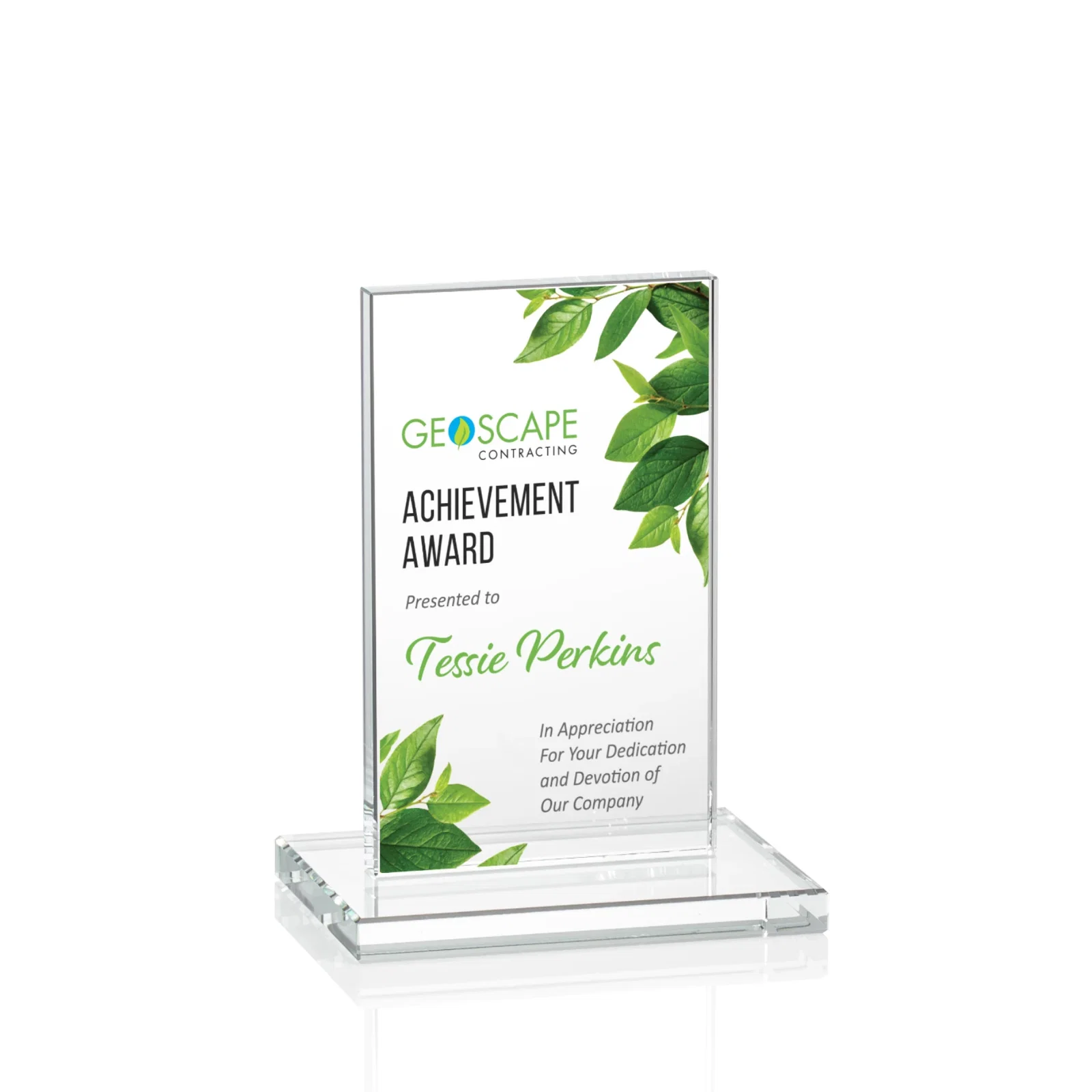 Promotional Starfire Crystal Upright Award on Clear Base, awards for volunteer appreciation