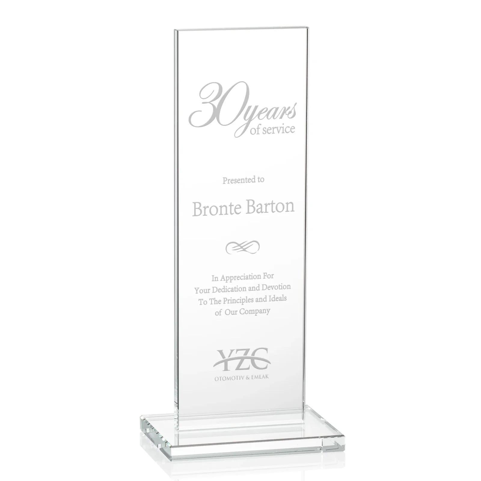 Custom Starfire Crystal Upright Award on Clear Base, awards for sales achievement awards