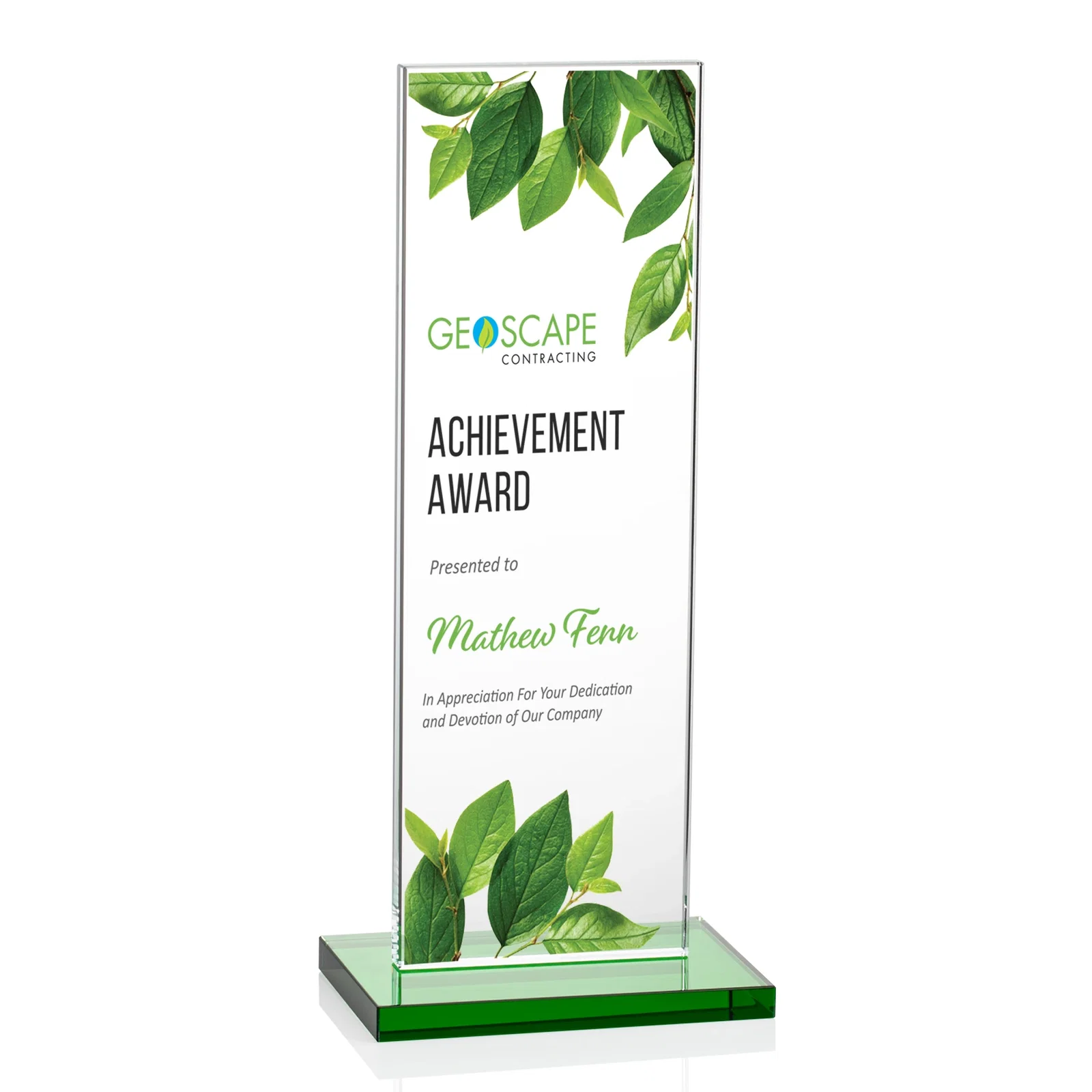Branded Starfire Crystal Upright Award on Clear Base, awards for graduation ceremonies