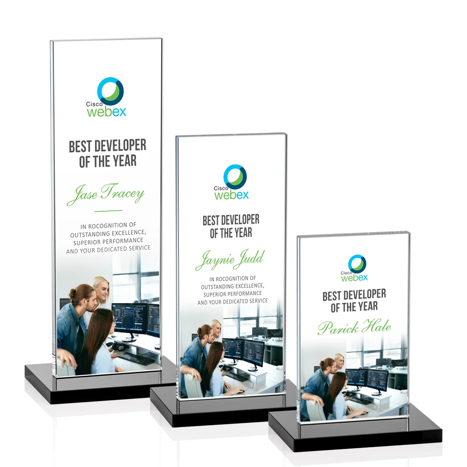Branded Starfire Crystal Upright Award on Clear Base, awards for safety achievement programs