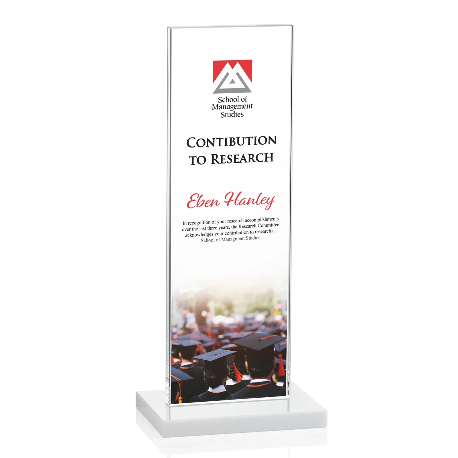 Customized Starfire Crystal Upright Award on Clear Base, awards for sales achievement awards