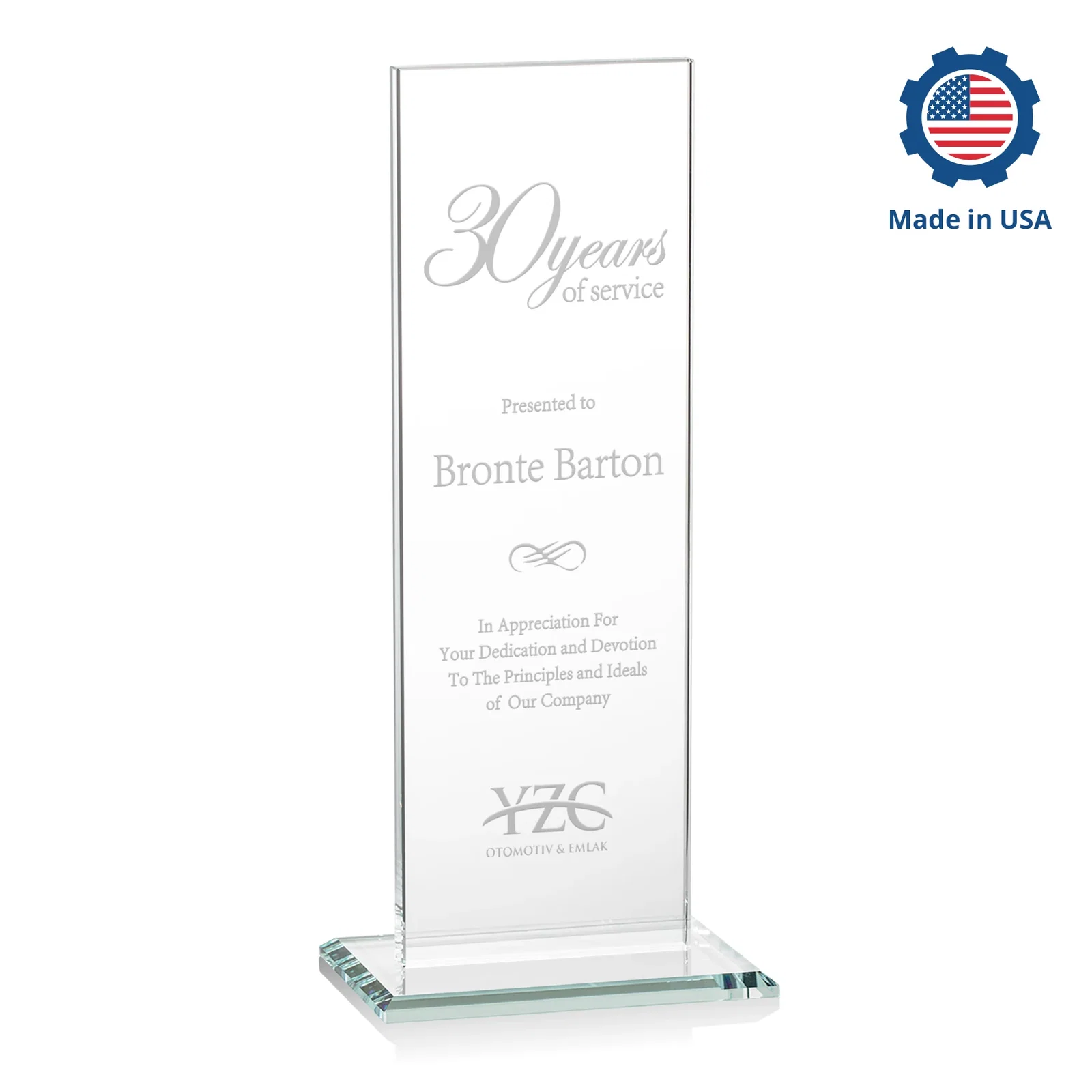 Customized Starfire Crystal Upright Award on Clear Base, awards for graduation ceremonies