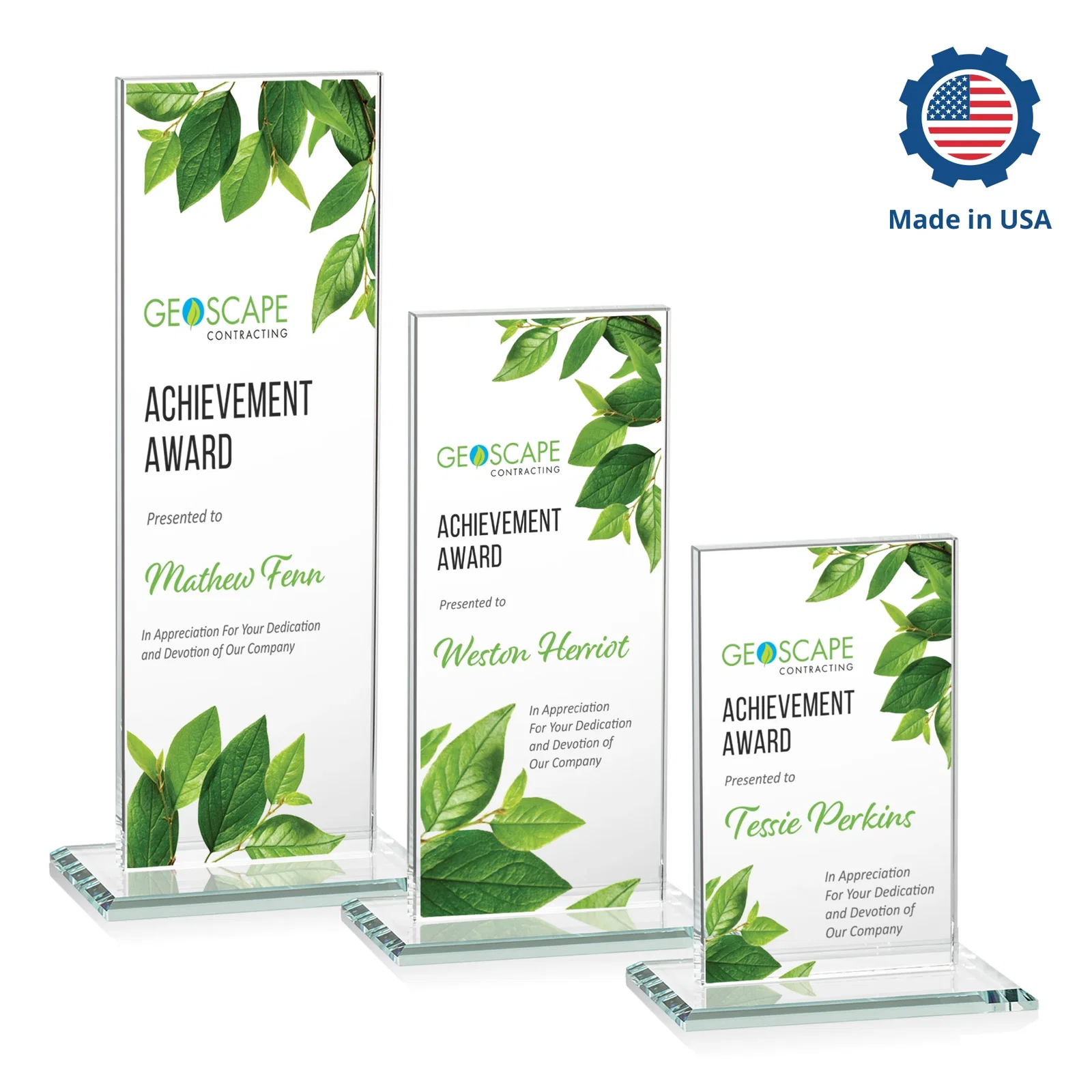 Customized Starfire Crystal Upright Award on Clear Base, awards for safety achievement programs