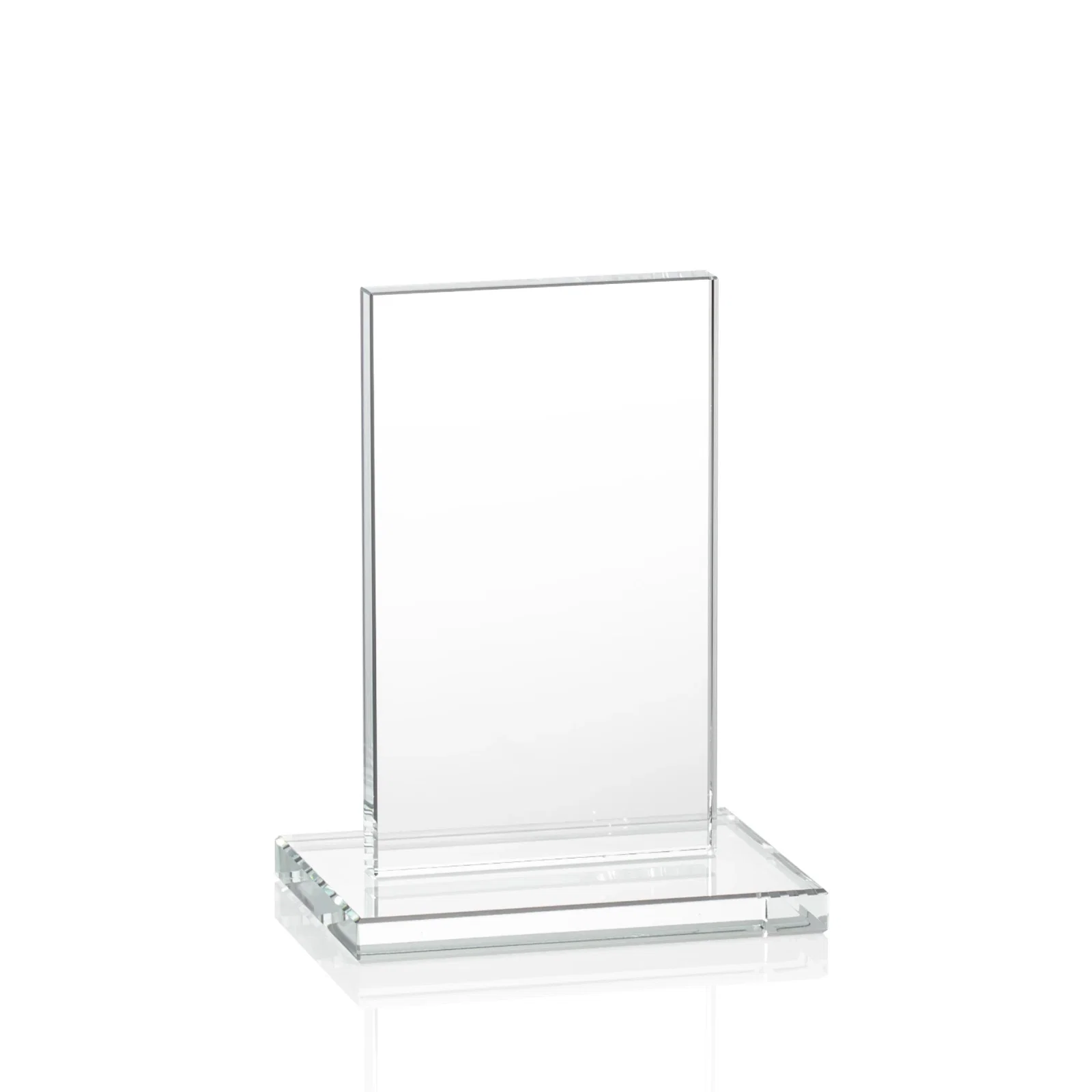 Custom engraved Starfire Crystal Upright Award on Clear Base, awards for employee recognition