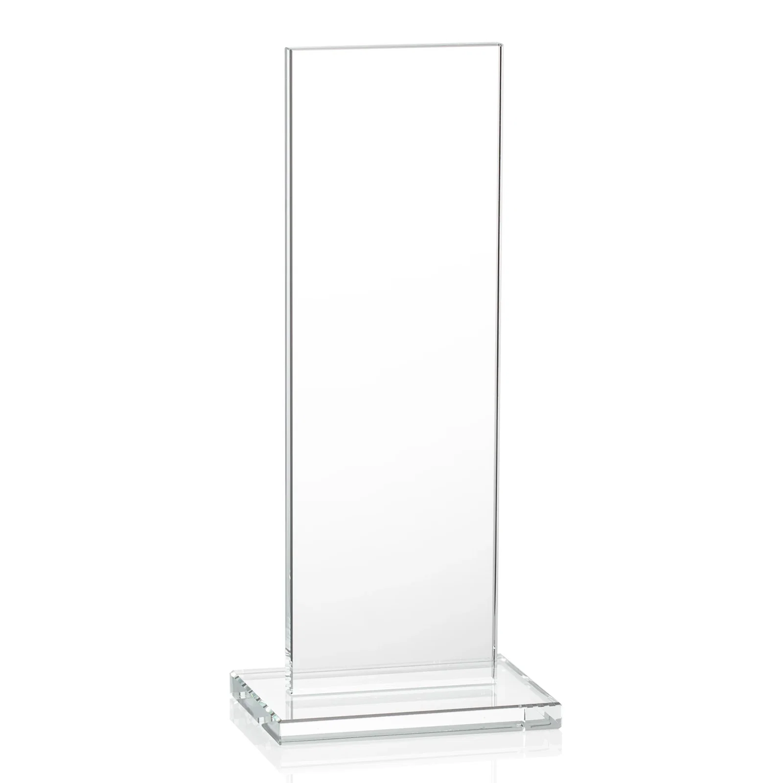 Custom engraved Starfire Crystal Upright Award on Clear Base, awards for service anniversary gifts