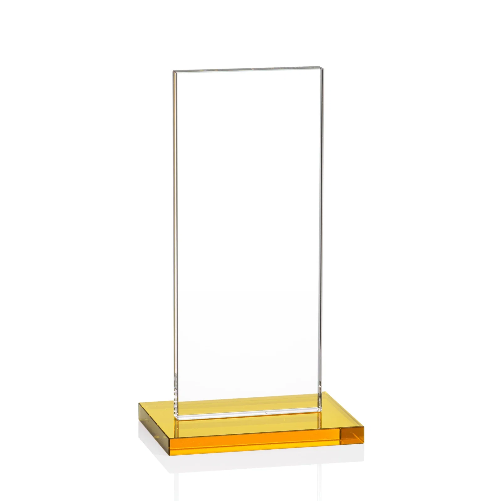 Custom engraved Starfire Crystal Upright Award on Clear Base, awards for retirement presentations