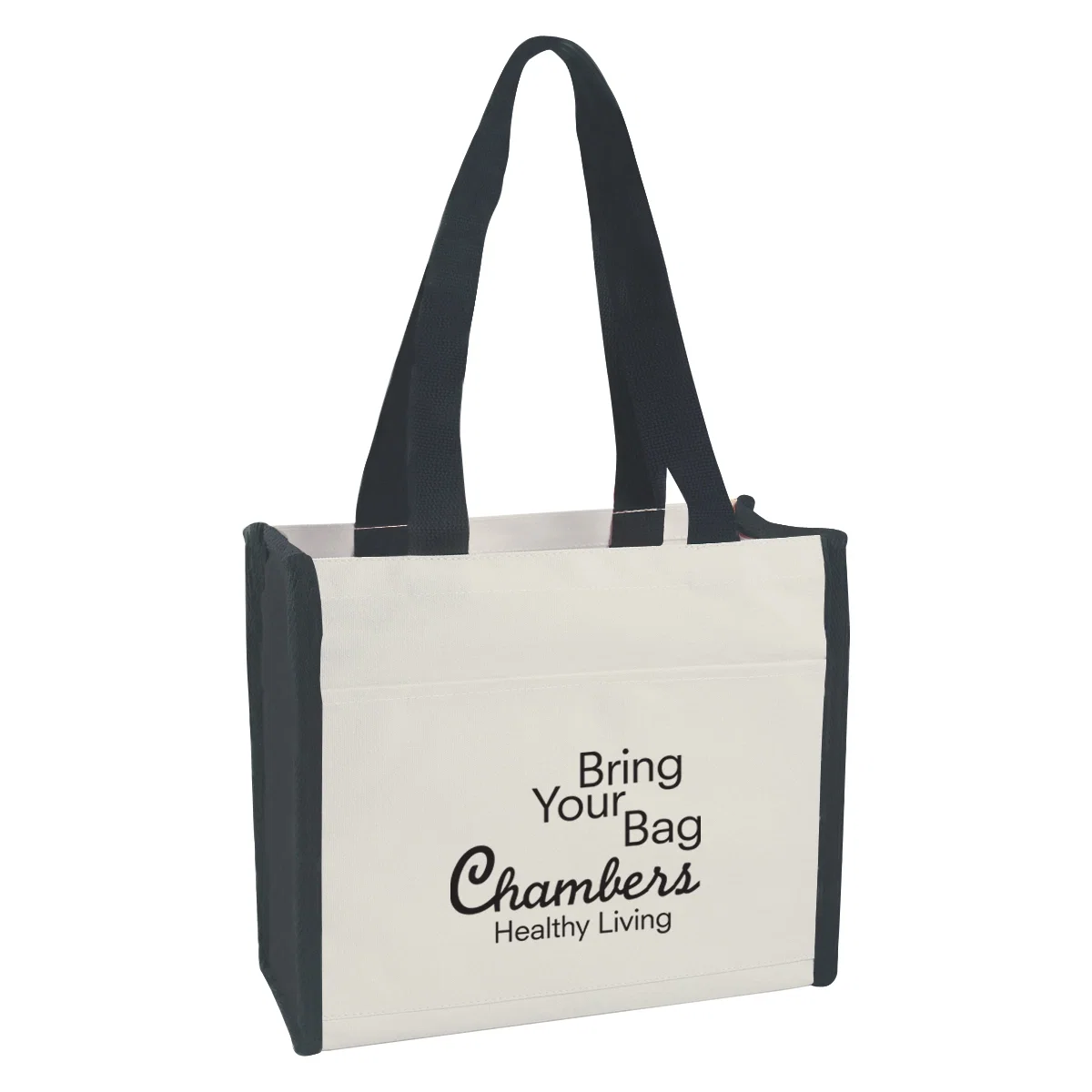 Black trimmed version of the canvas shopper