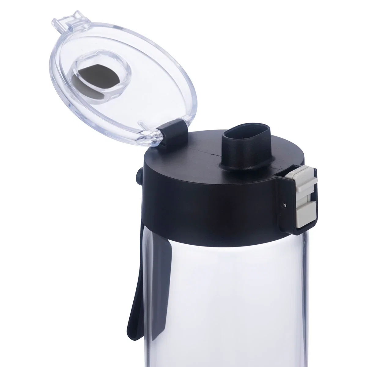 Close-up of the Hector glass bottle's push-button lid area