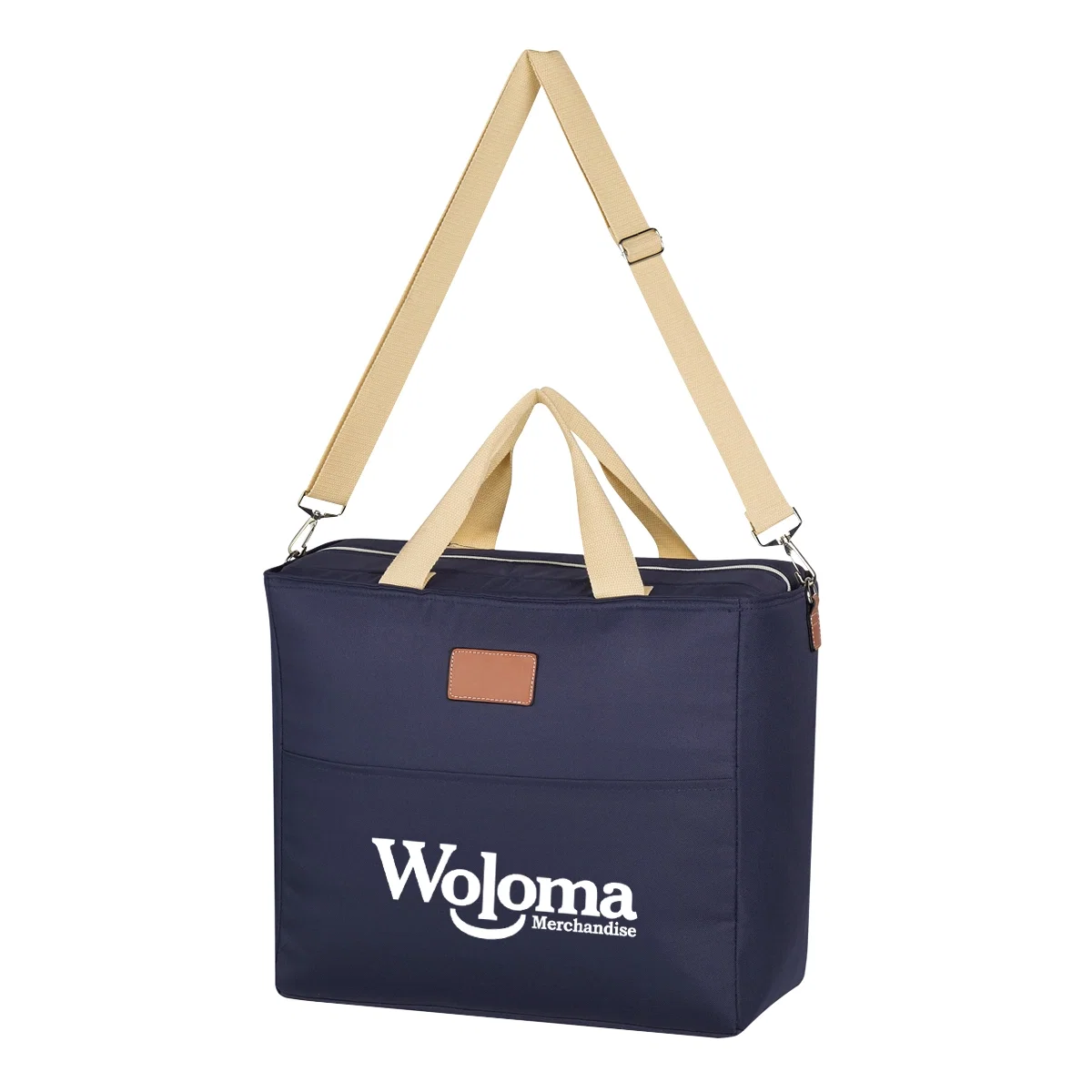 Insulated cooler tote with a zip top and carry handles