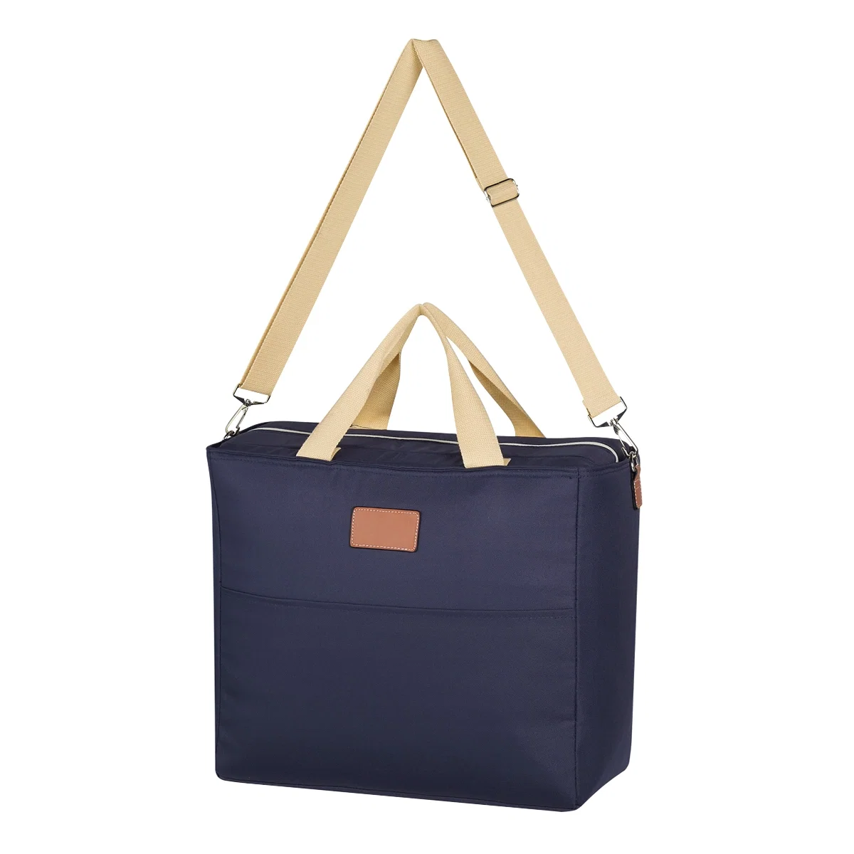 Handles gathered together for carrying the tote