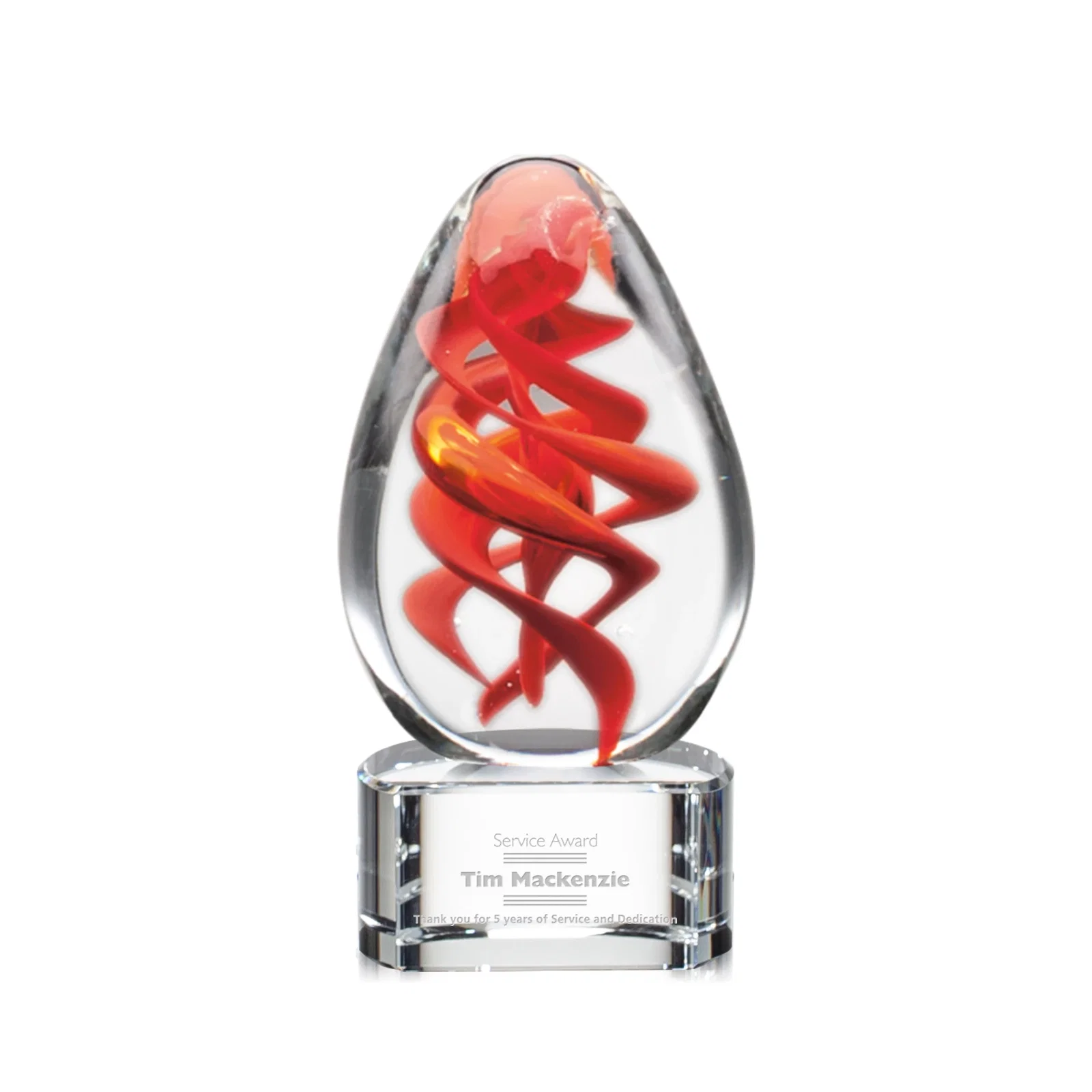Custom Glass Spiral Award - Helix for service anniversary gifts