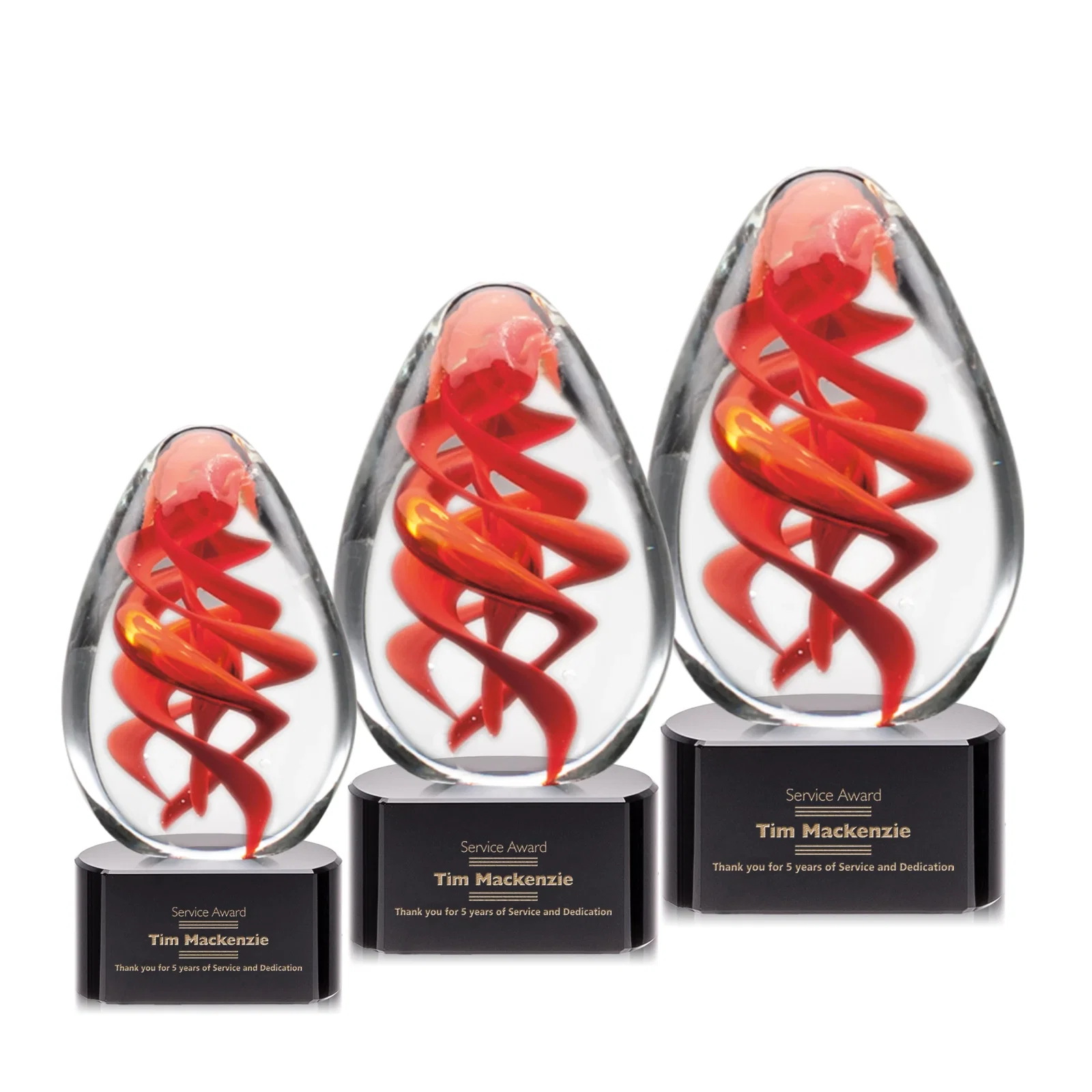 Custom Glass Spiral Award - Helix for team milestone celebrations