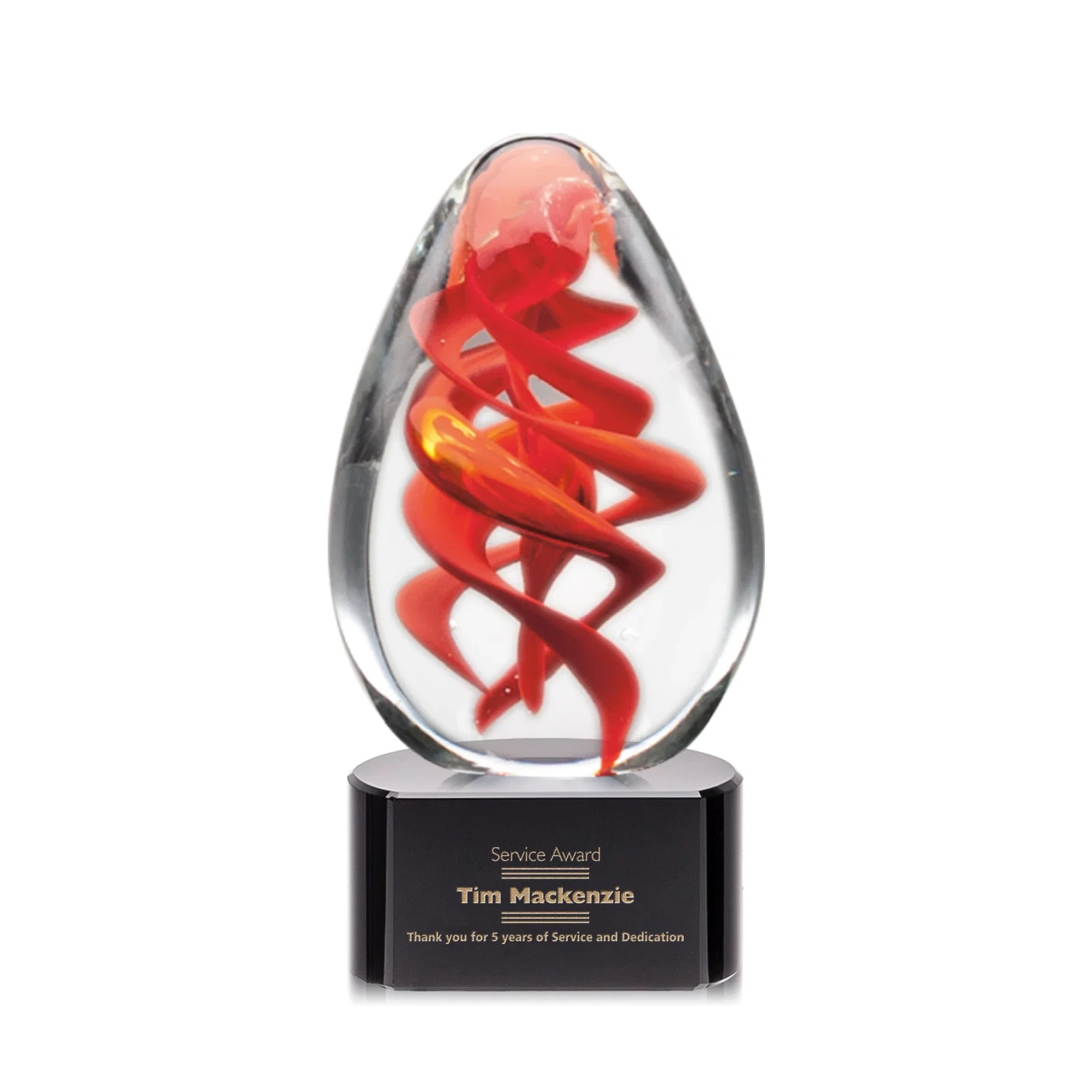 Custom Glass Spiral Award - Helix for safety achievement programs