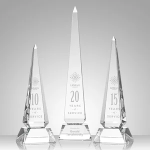 Optical Crystal Obelisk Award with Stepped Taper