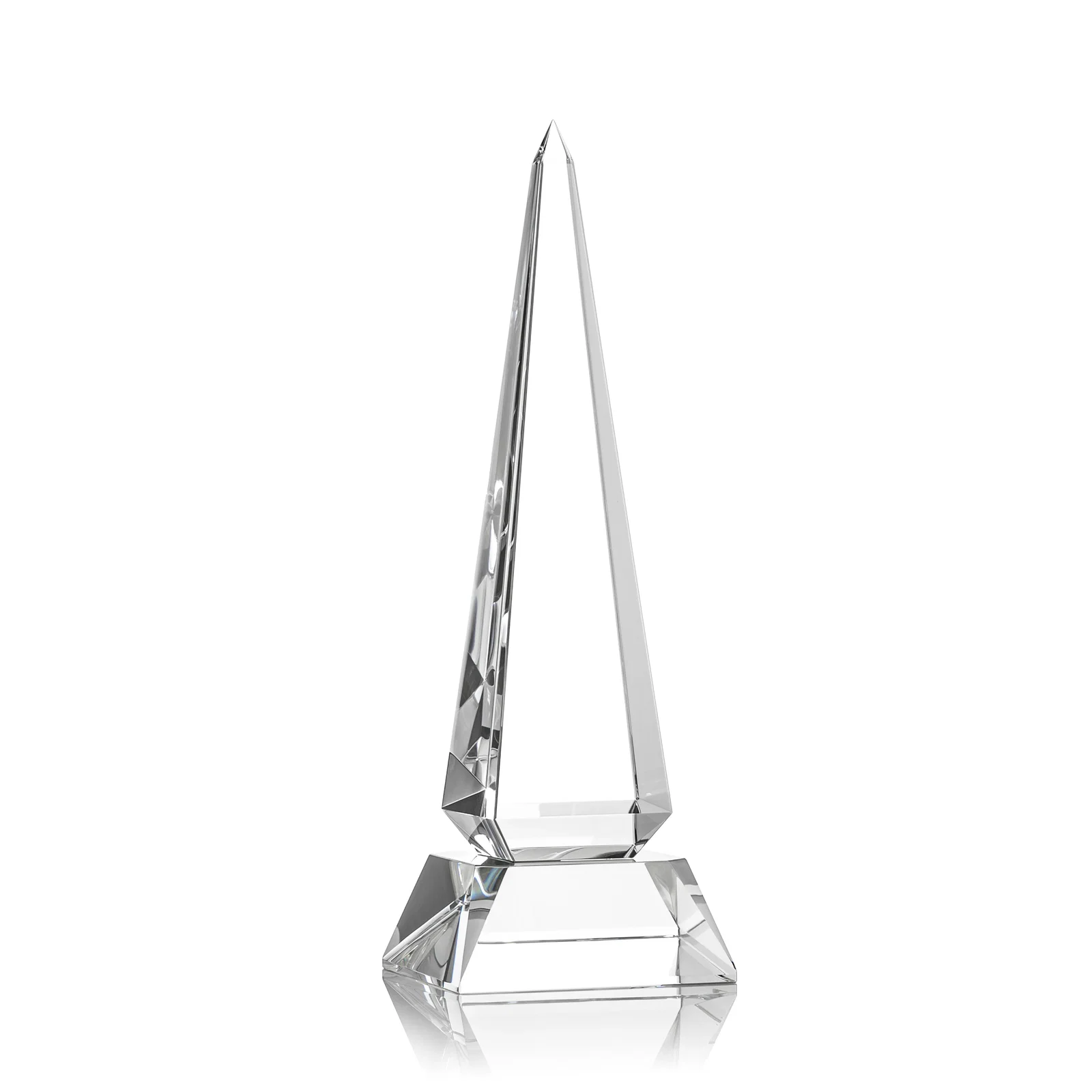 Personalized Optical Crystal Obelisk Award with Stepped Taper for retirement presentations