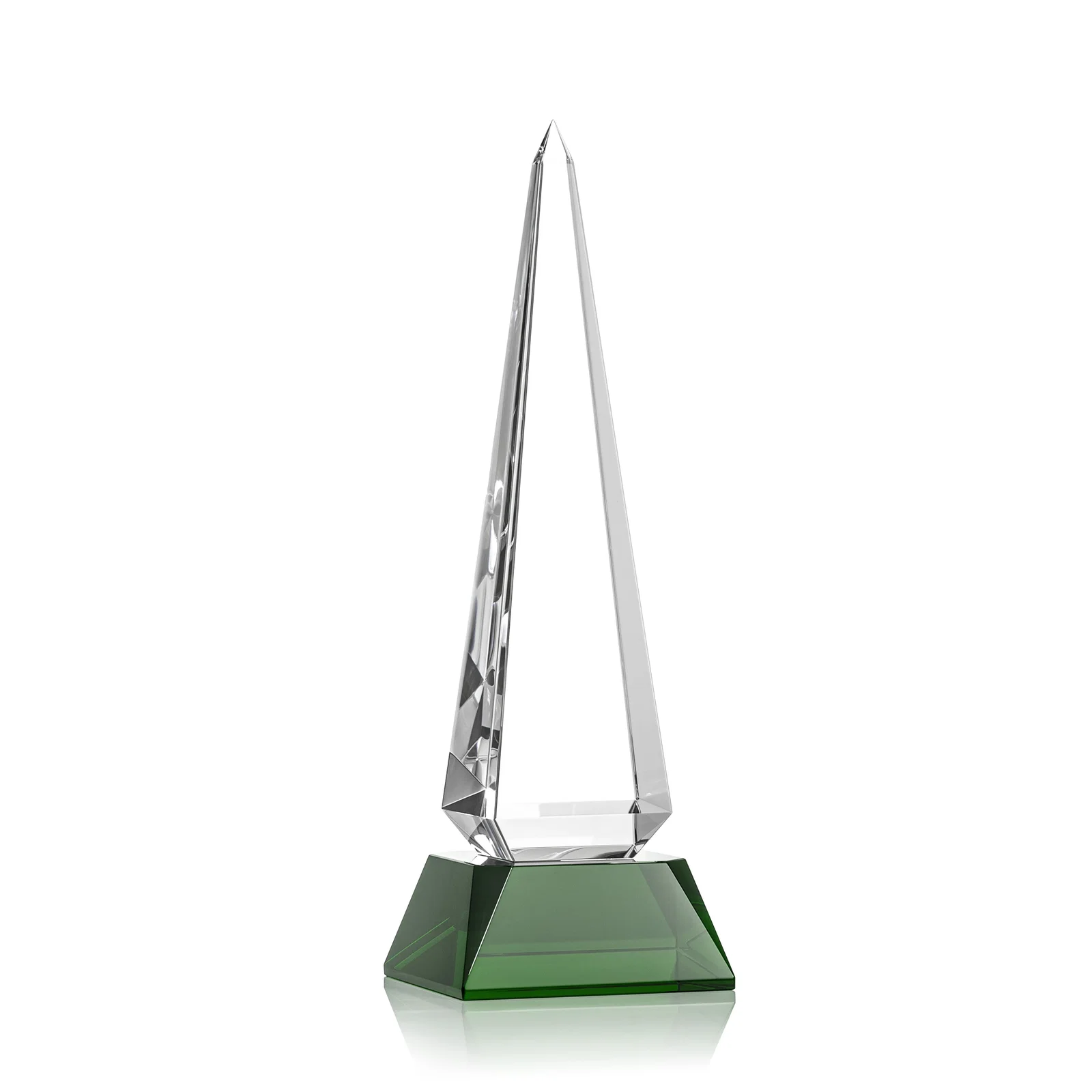 Personalized Optical Crystal Obelisk Award with Stepped Taper for graduation ceremonies