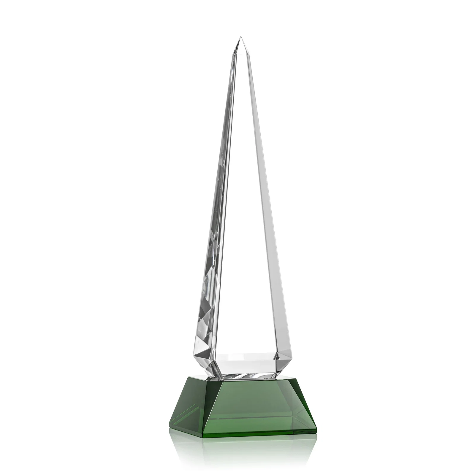 Personalized Optical Crystal Obelisk Award with Stepped Taper for safety achievement programs