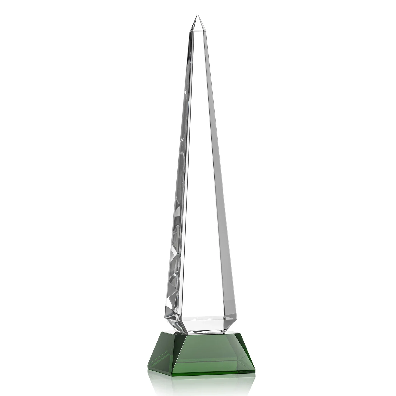 Personalized Optical Crystal Obelisk Award with Stepped Taper for volunteer appreciation