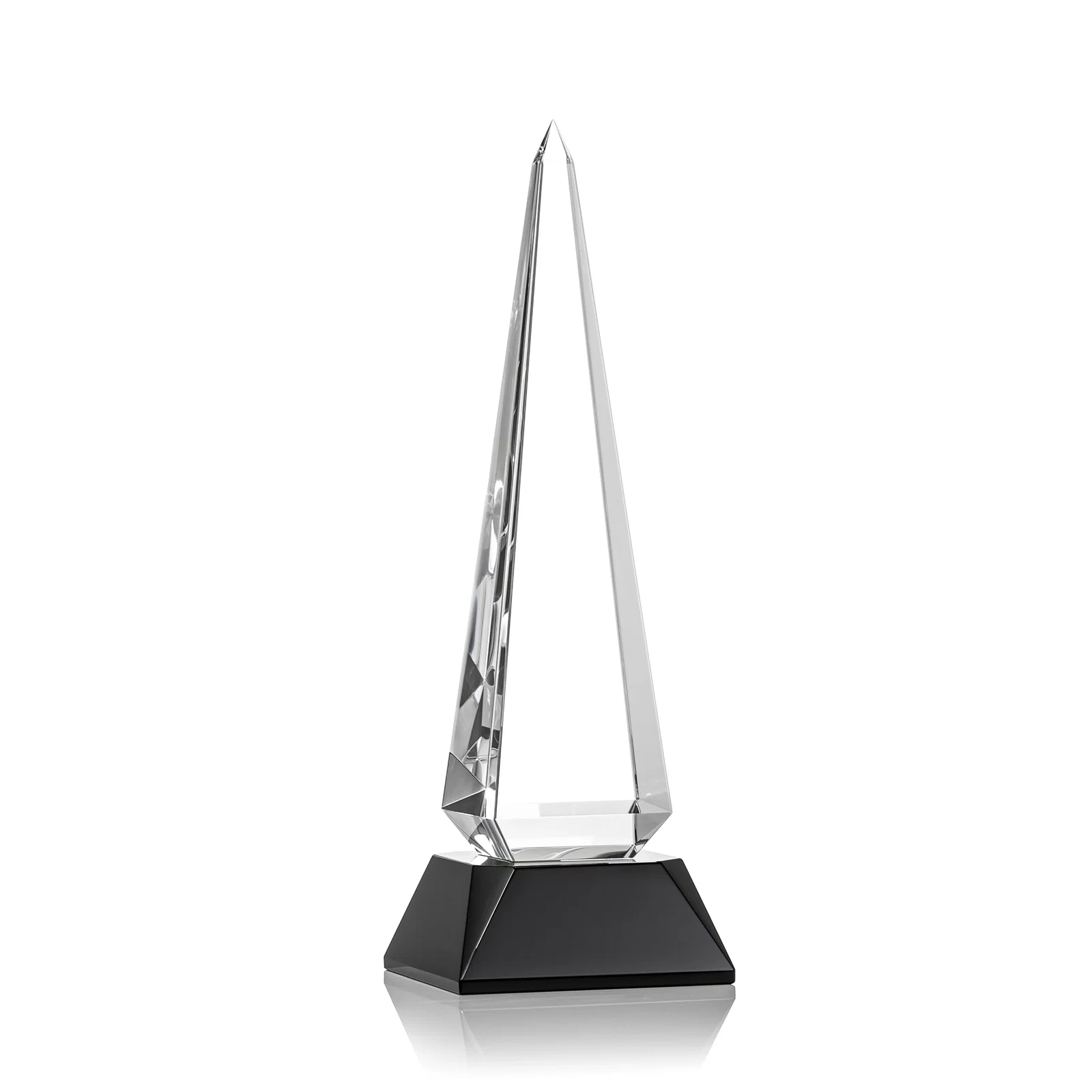 Personalized Optical Crystal Obelisk Award with Stepped Taper for dealer and partner awards
