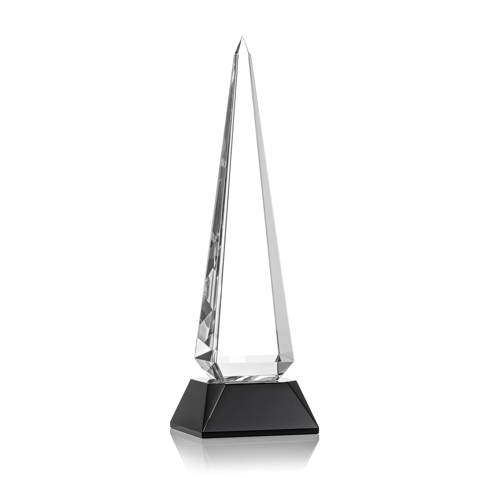 Personalized Optical Crystal Obelisk Award with Stepped Taper for company anniversary events