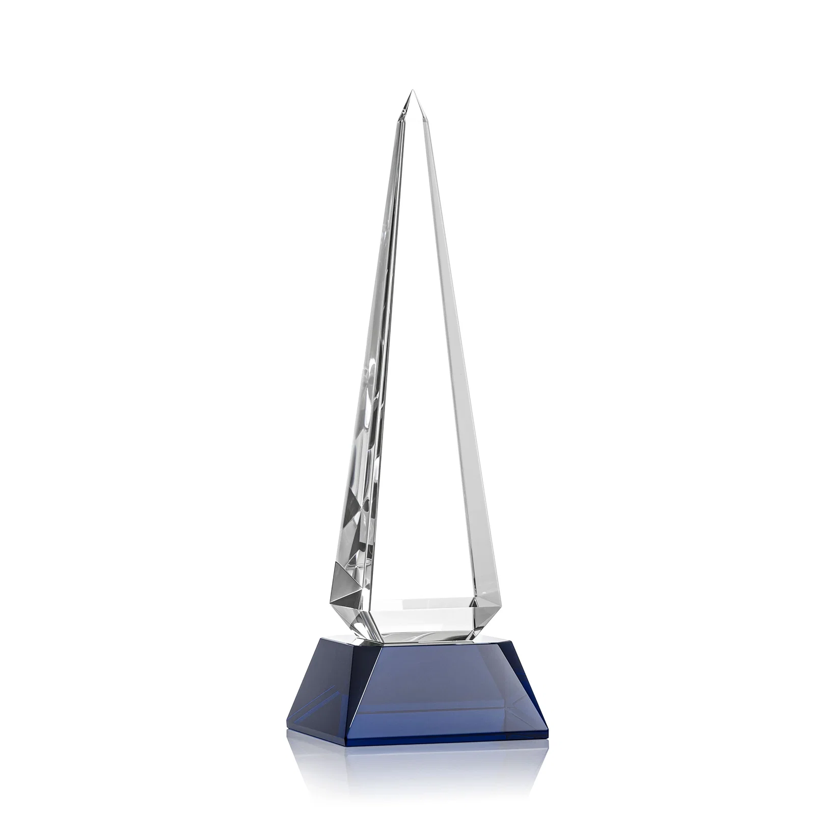 Promotional Optical Crystal Obelisk Award with Stepped Taper for corporate award ceremonies