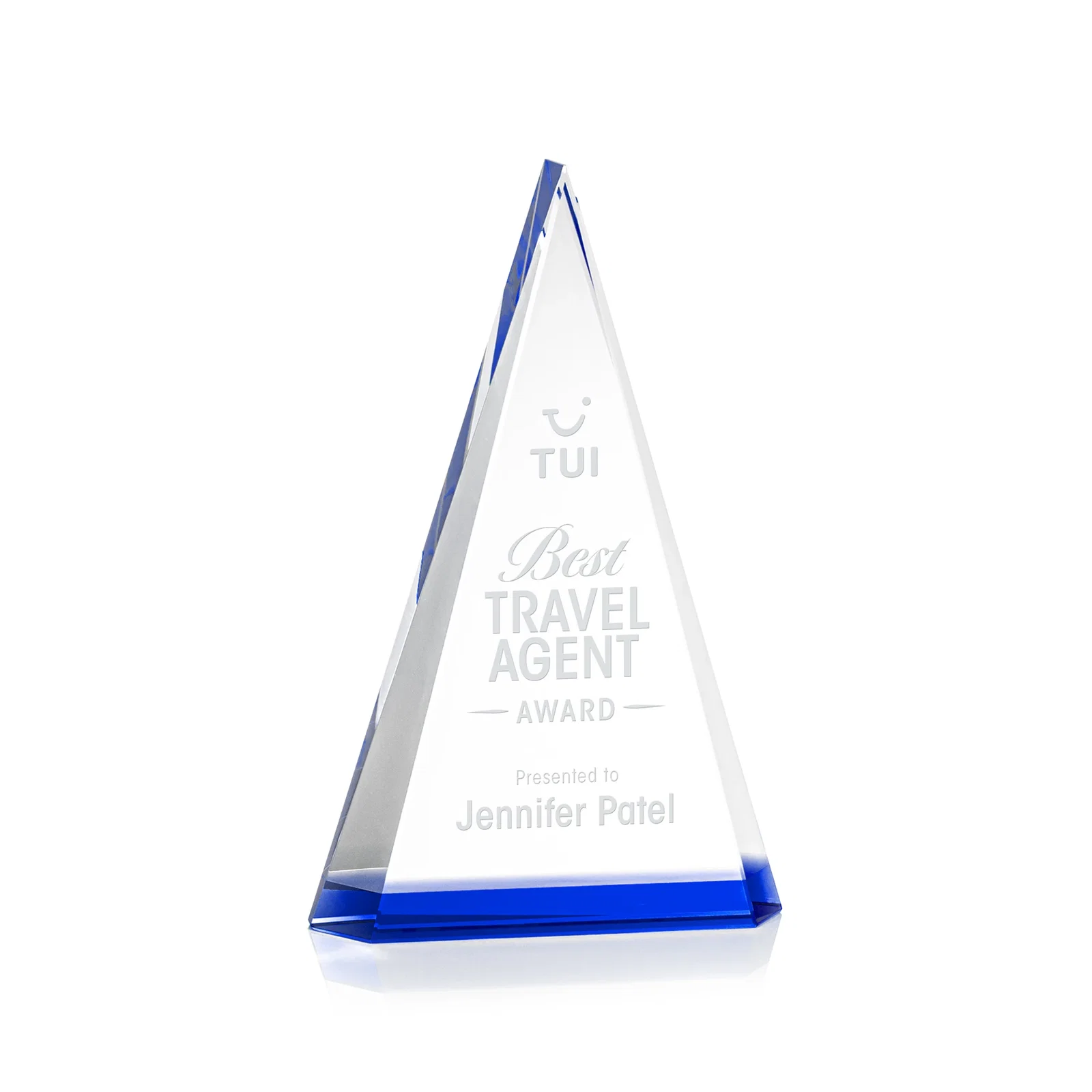 Personalized Optical Crystal Triangle Award in Five Colors for service anniversary gifts