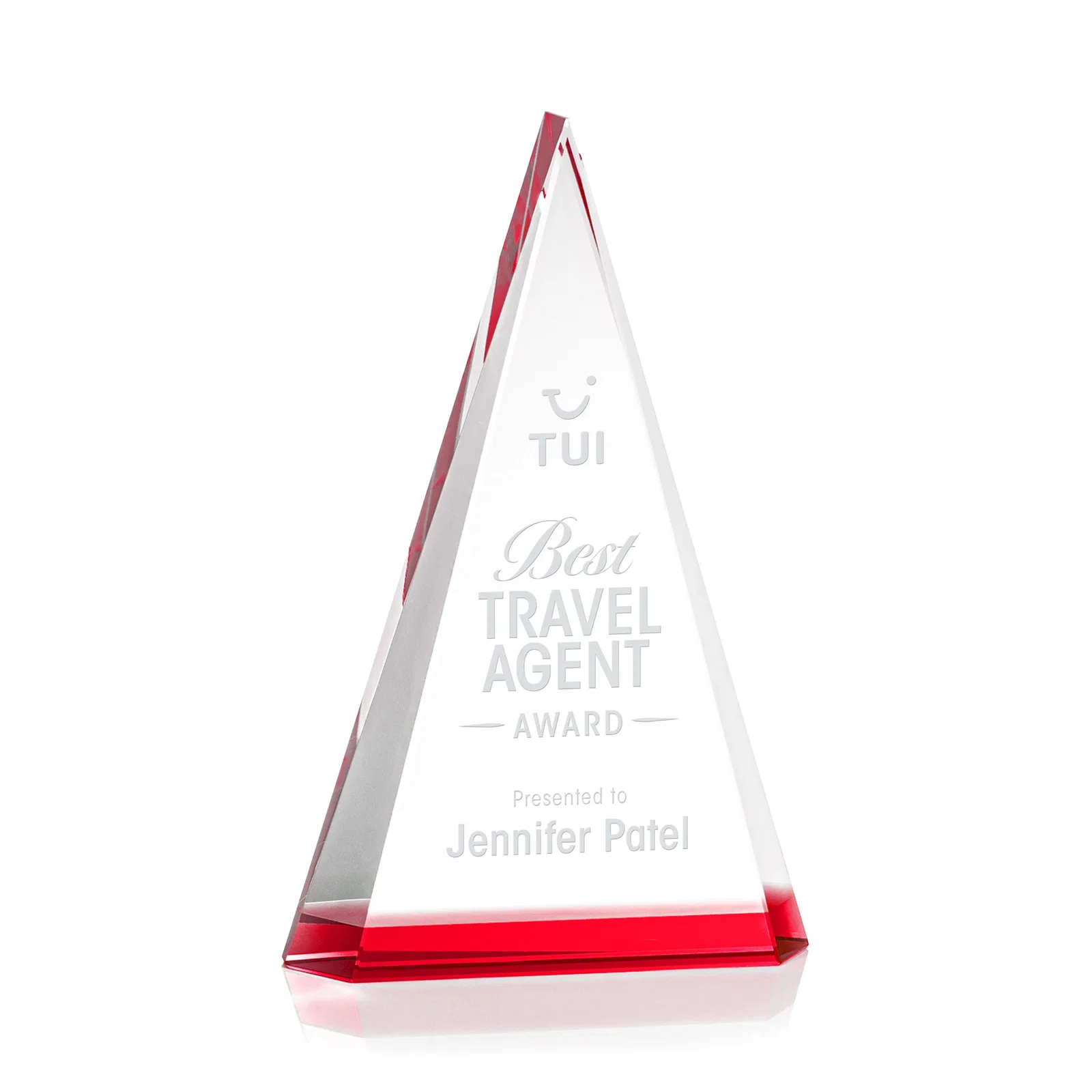 Personalized Optical Crystal Triangle Award in Five Colors for graduation ceremonies