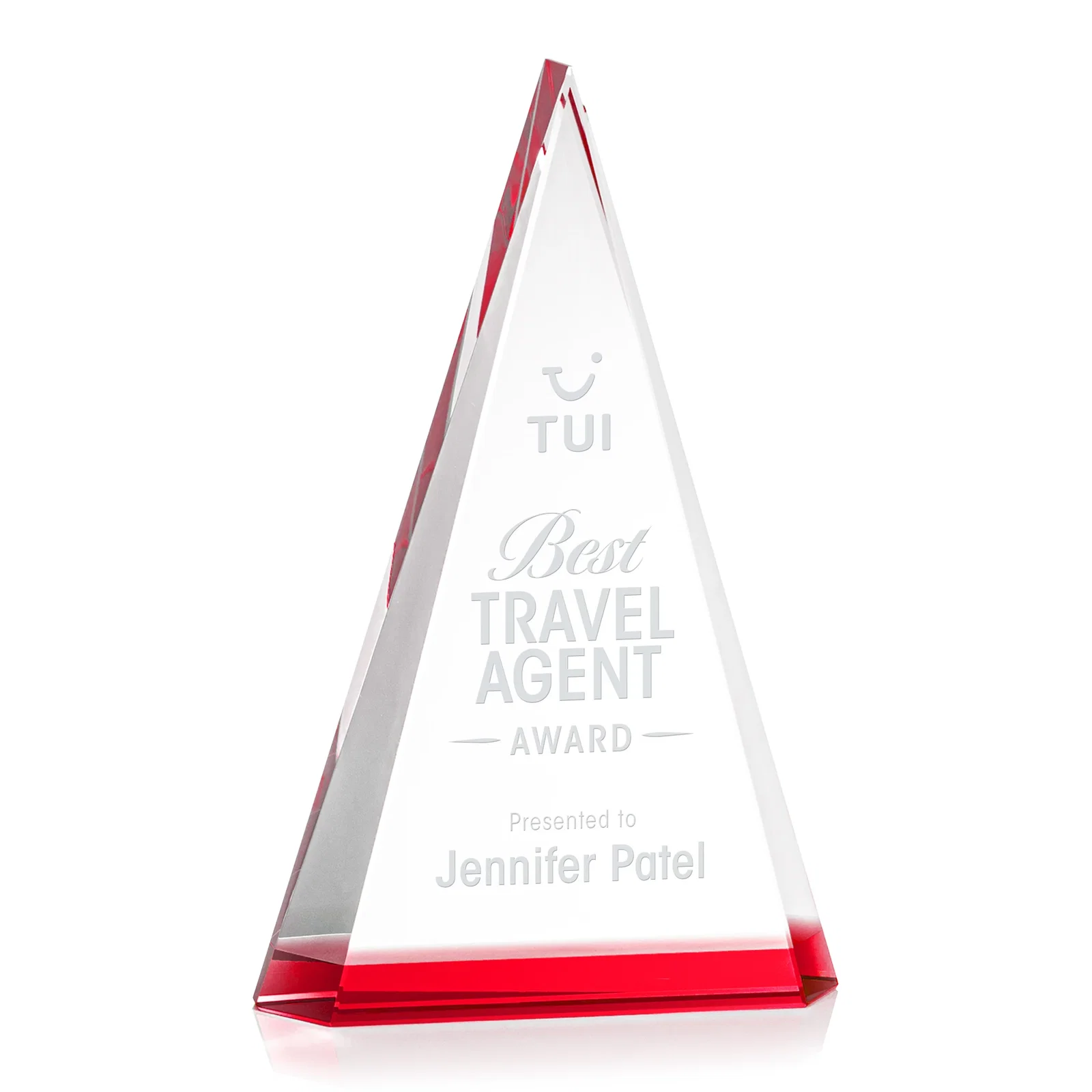 Personalized Optical Crystal Triangle Award in Five Colors for safety achievement programs