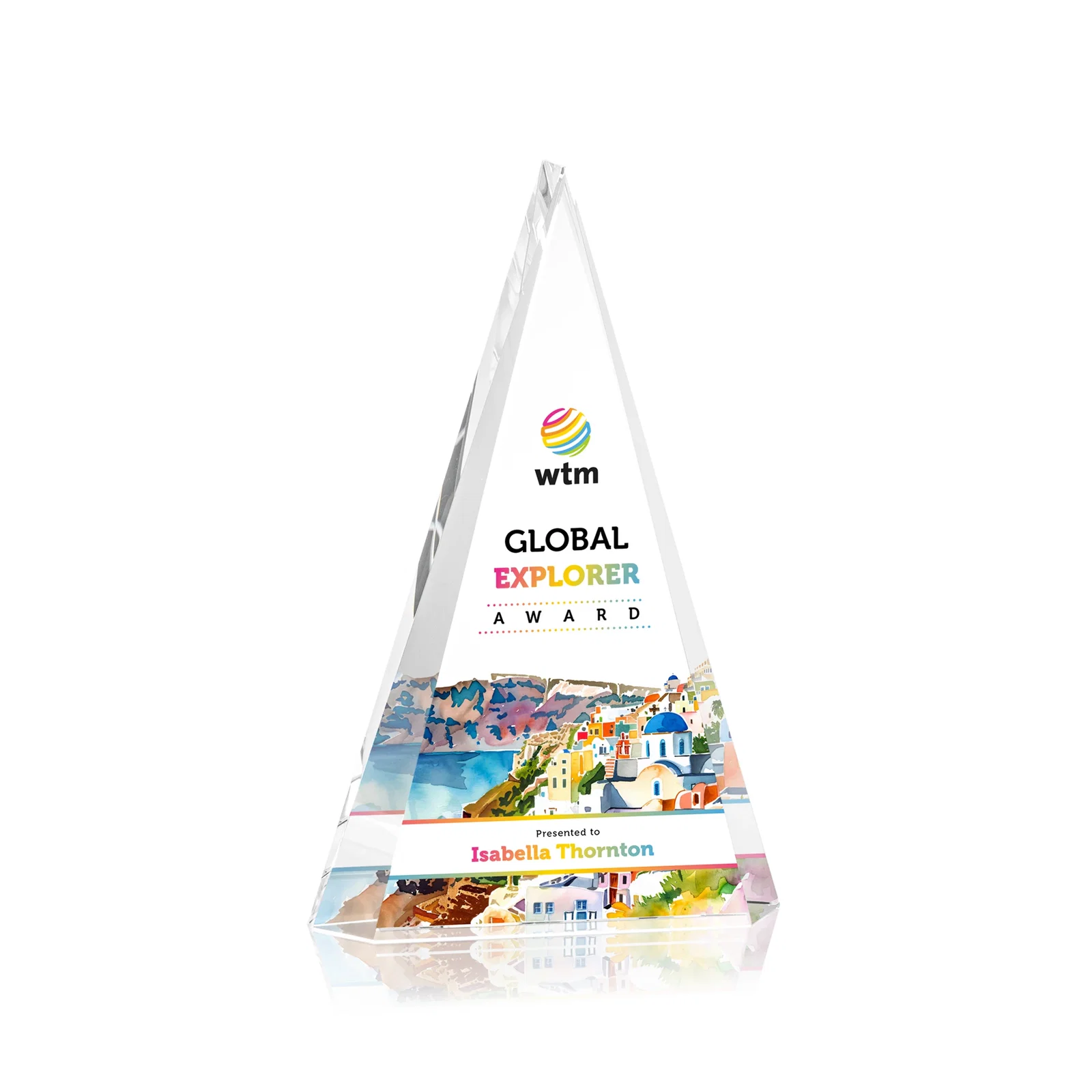 Personalized Optical Crystal Triangle Award in Five Colors for dealer and partner awards