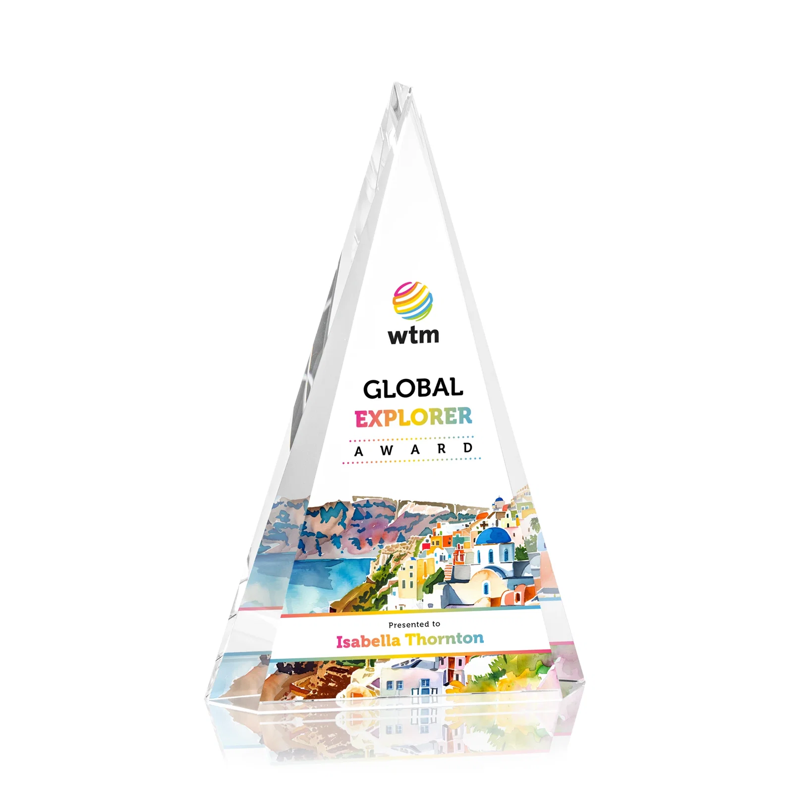 Personalized Optical Crystal Triangle Award in Five Colors for company anniversary events